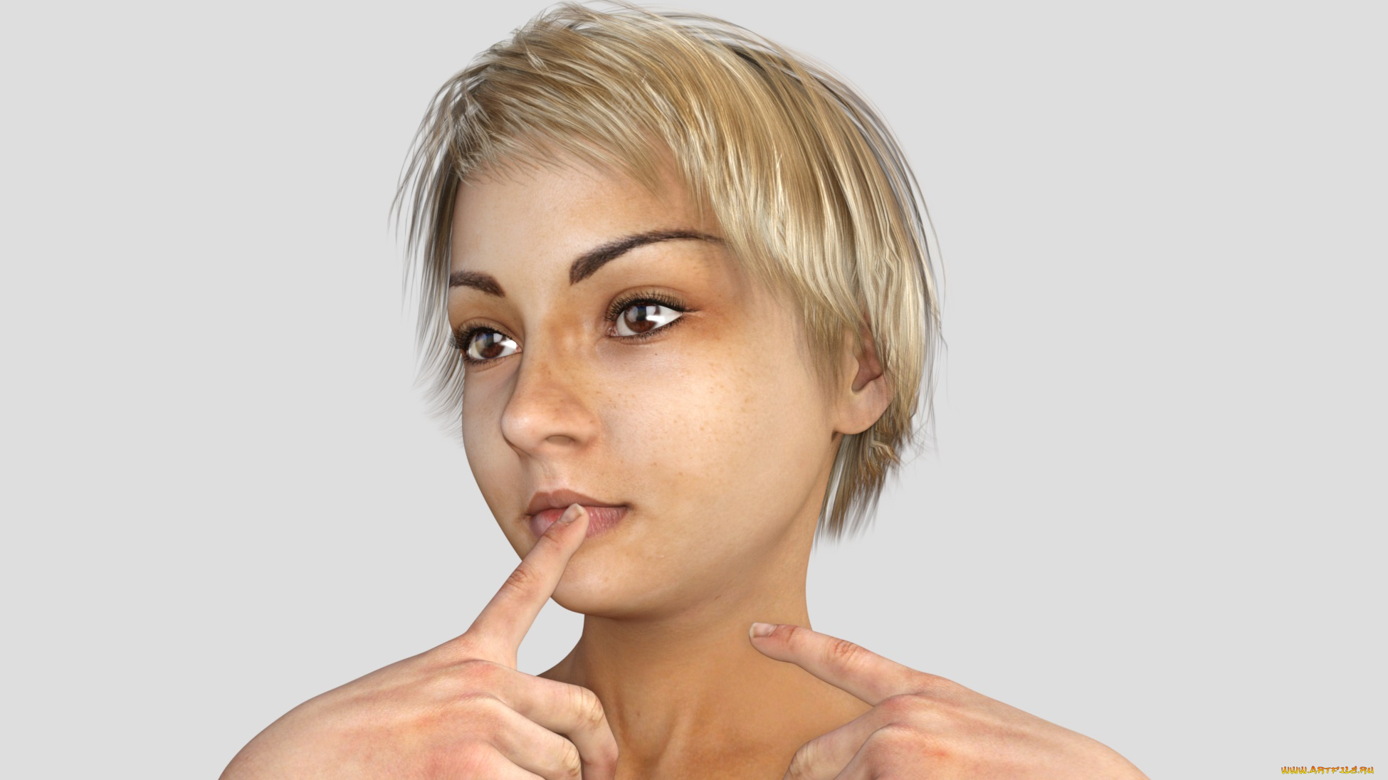 3д, графика, портрет, , portraits, девушка, взгляд, фон