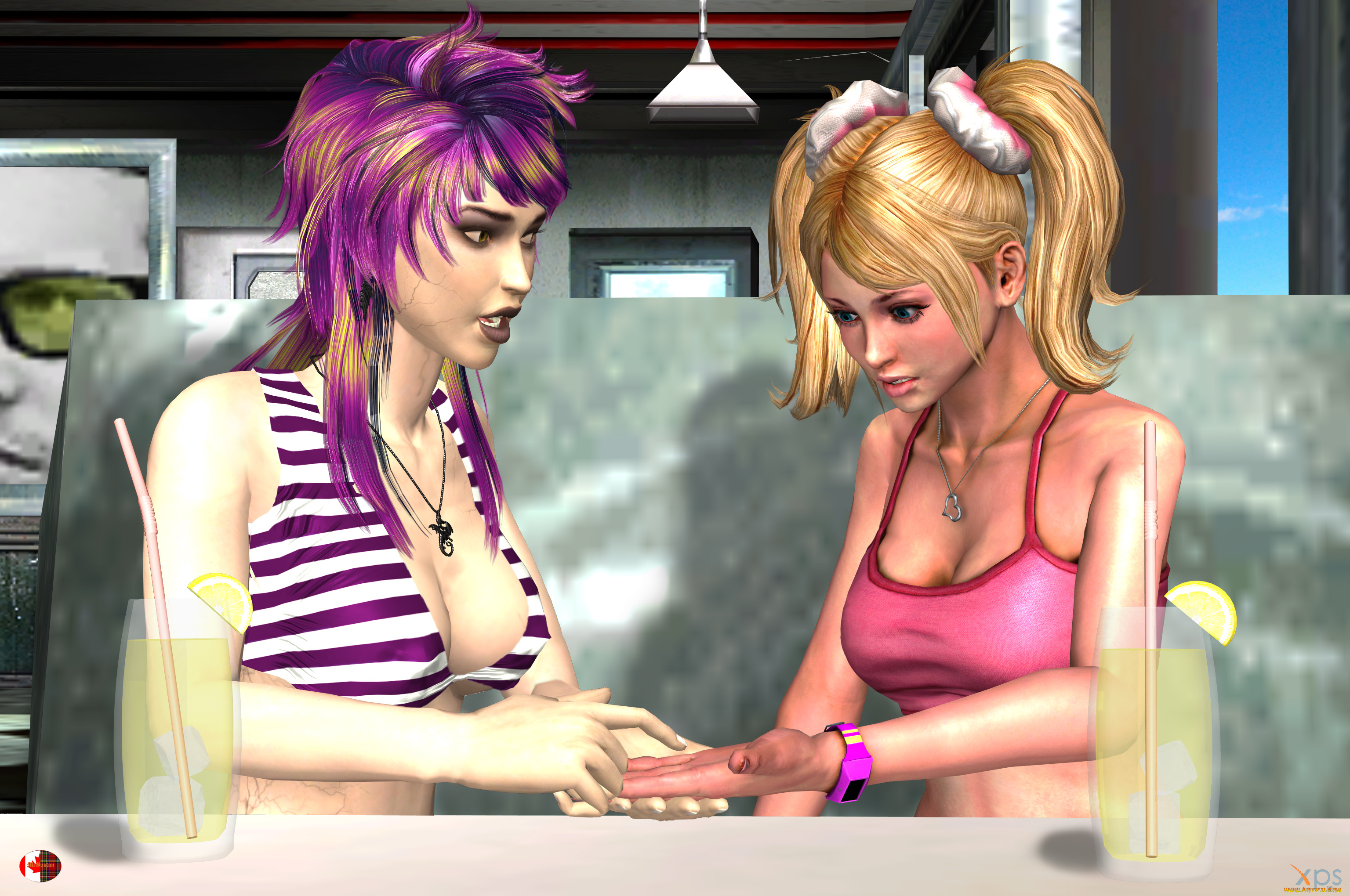 3д, графика, люди, , people, девушки, взгляд, фон