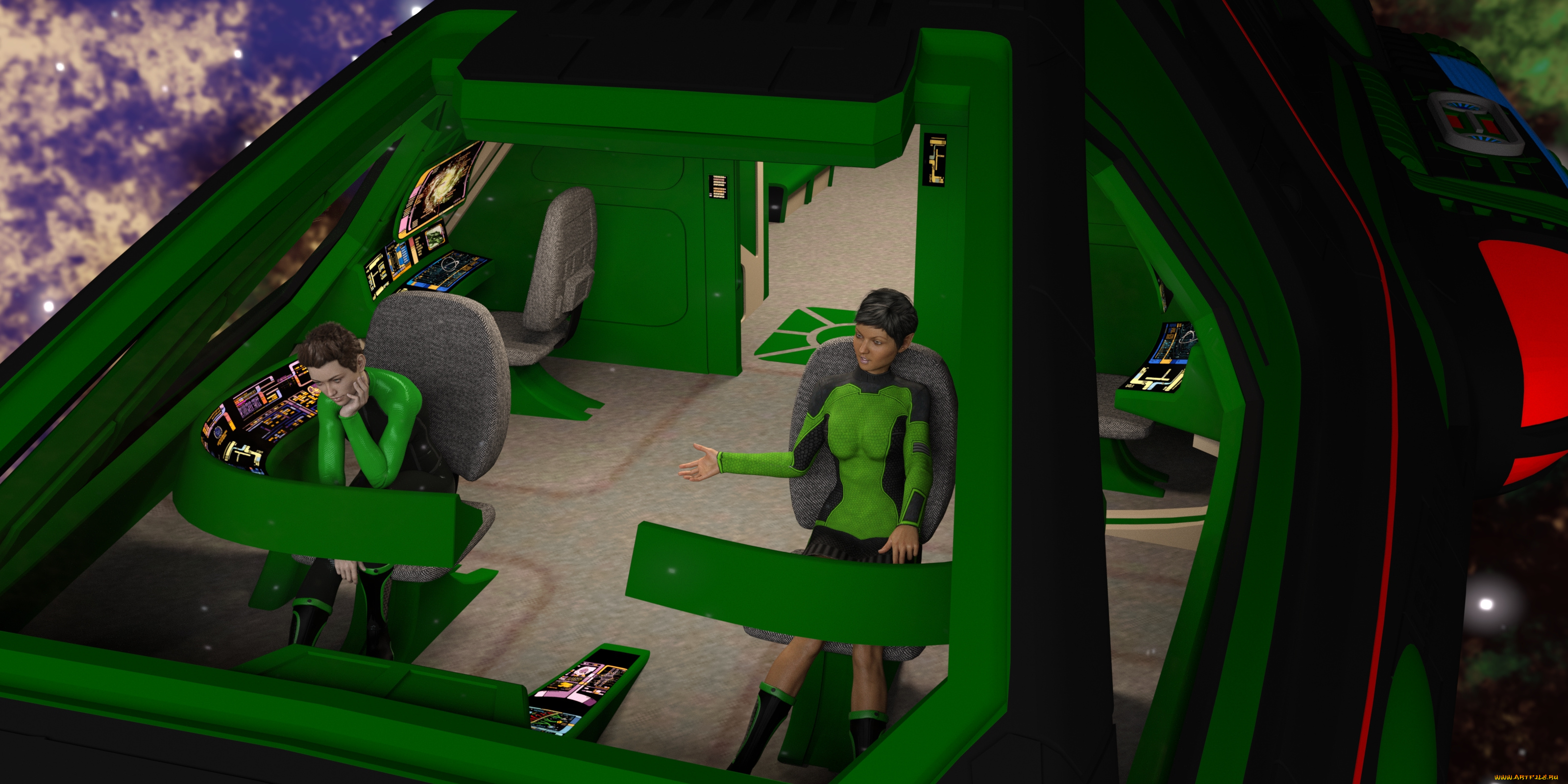 3д, графика, фантазия, , fantasy, девушки, фон, взгляд