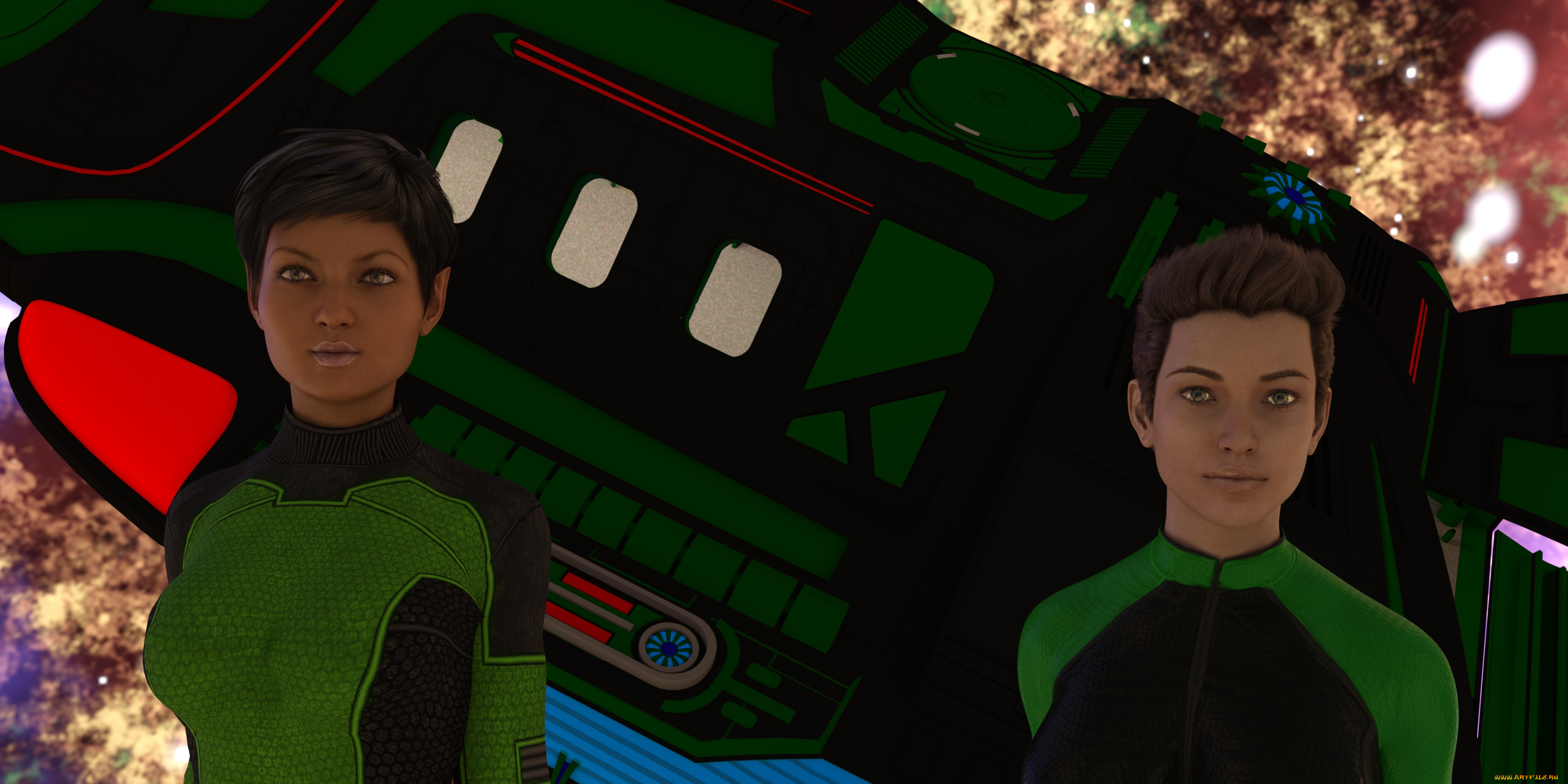 3д, графика, фантазия, , fantasy, фон, взгляд, девушки