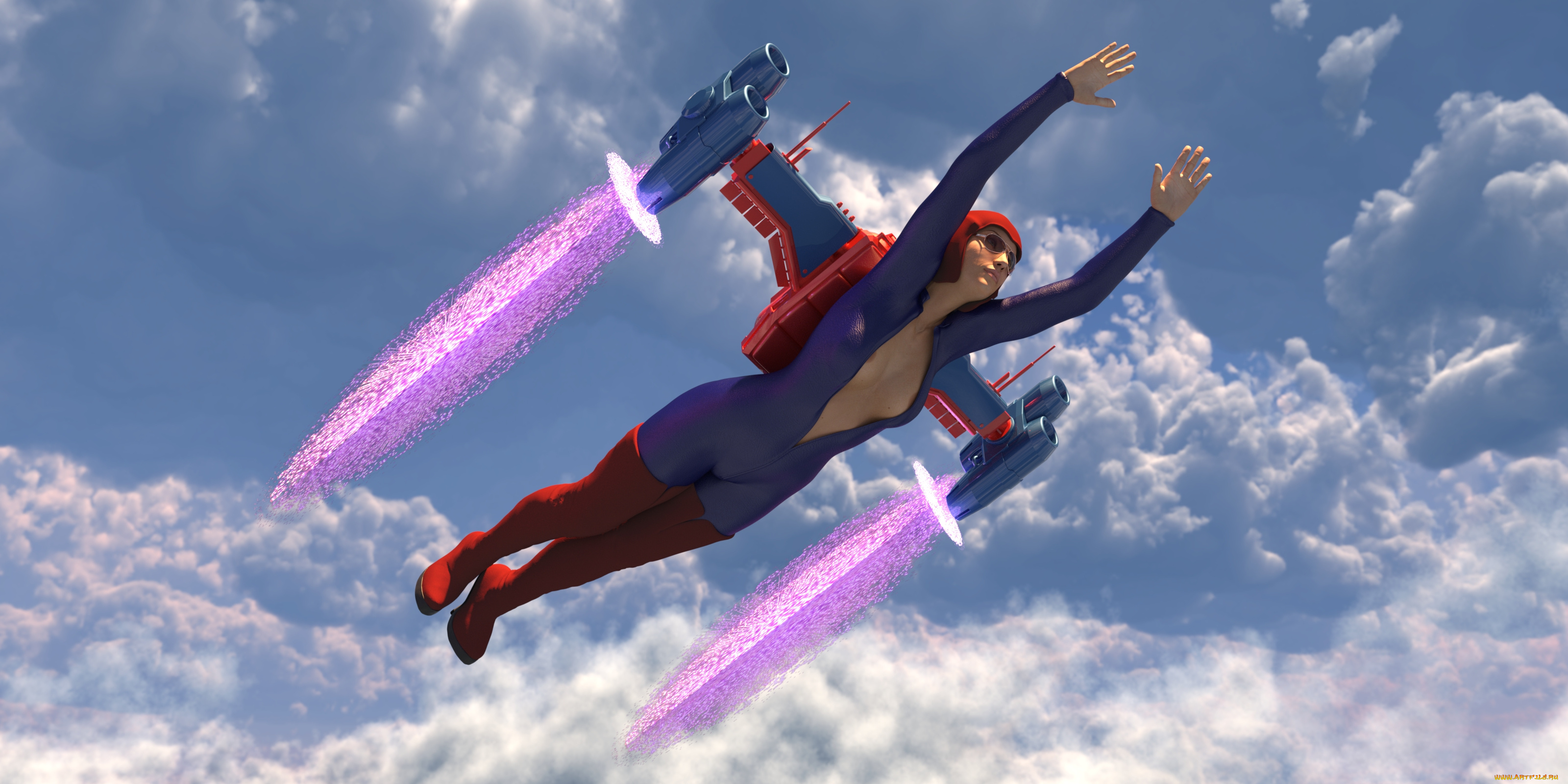 3д, графика, фантазия, , fantasy, полет, фон, взгляд, девушка