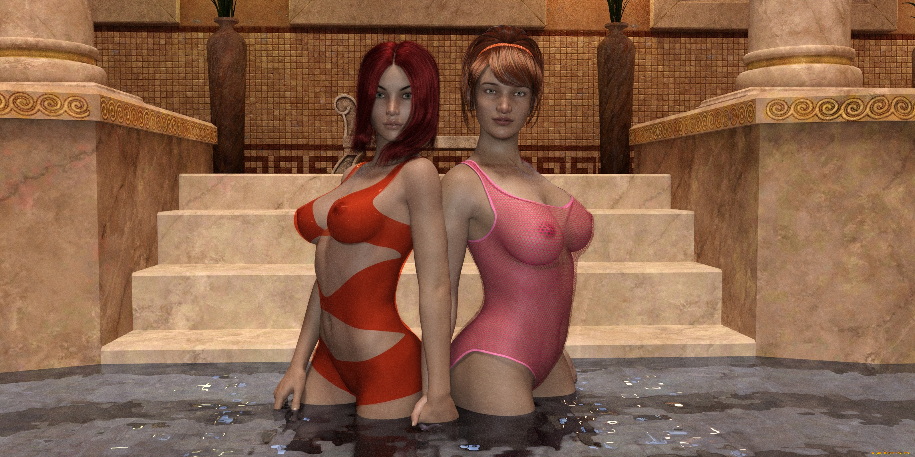 3д, графика, люди, , people, девушки, взгляд, фон