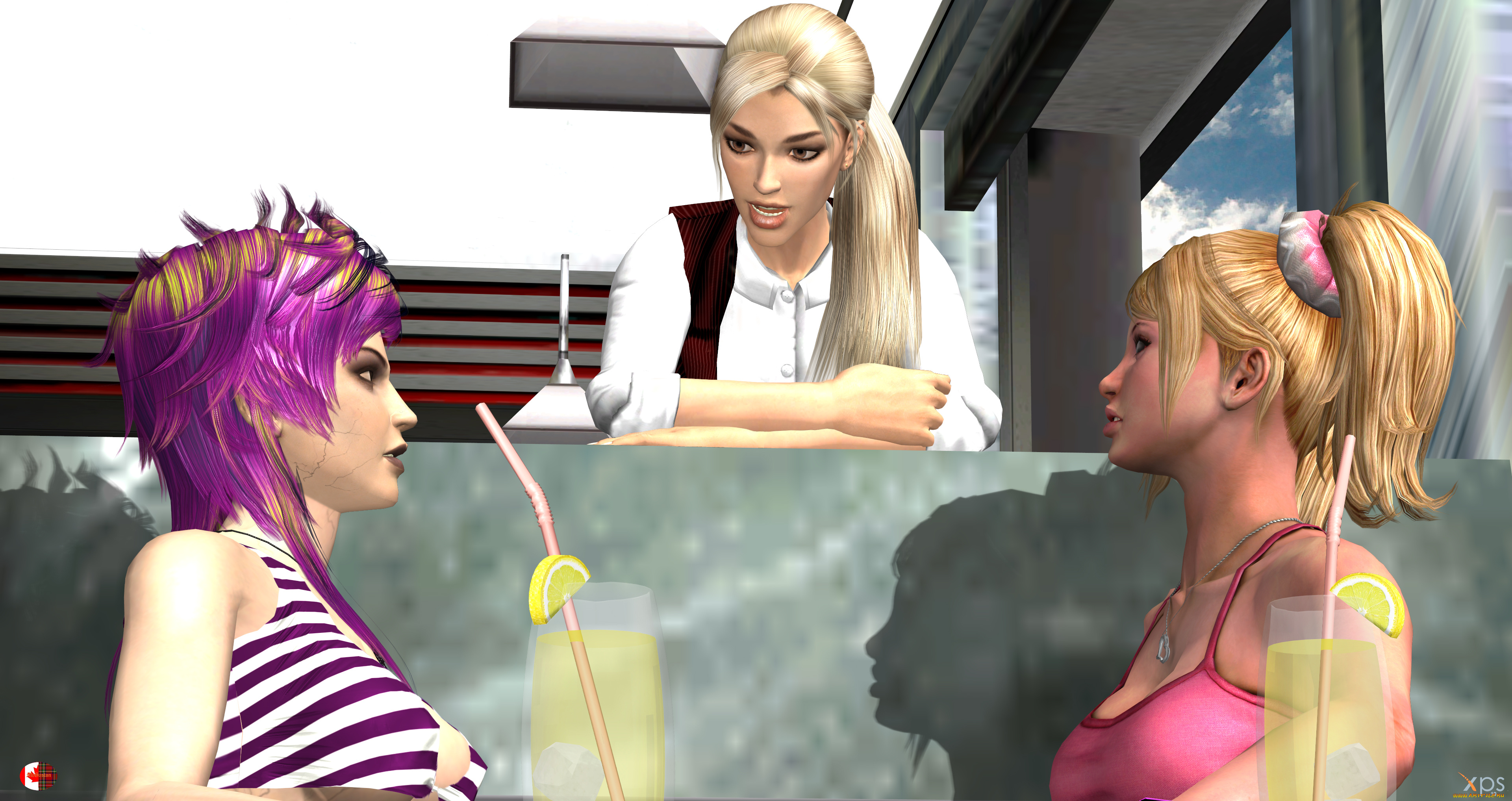 3д, графика, люди, , people, девушки, взгляд, фон