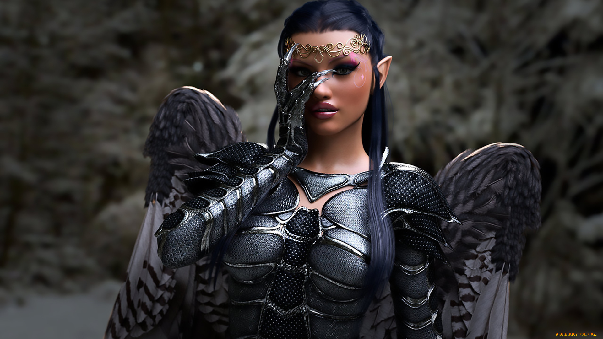 3д, графика, эльфы, , elves, фон, эльфийка, взгляд