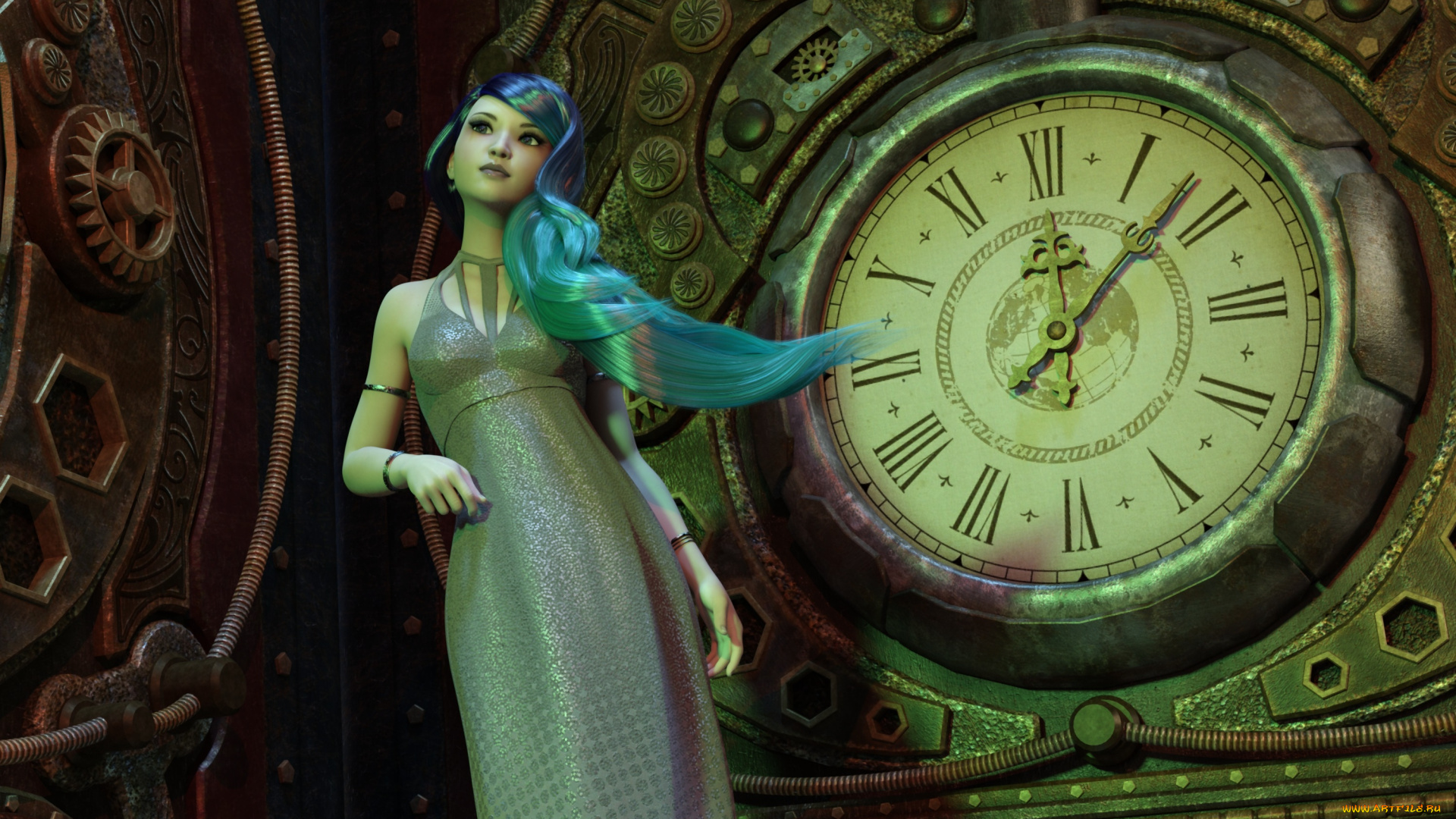 3д, графика, фантазия, , fantasy, фон, взгляд, девушка