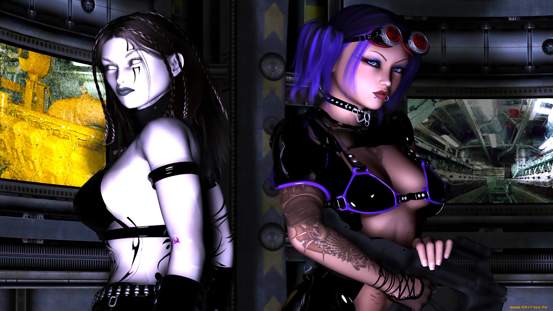 3д, графика, фантазия, , fantasy, взгляд, девушки, фон