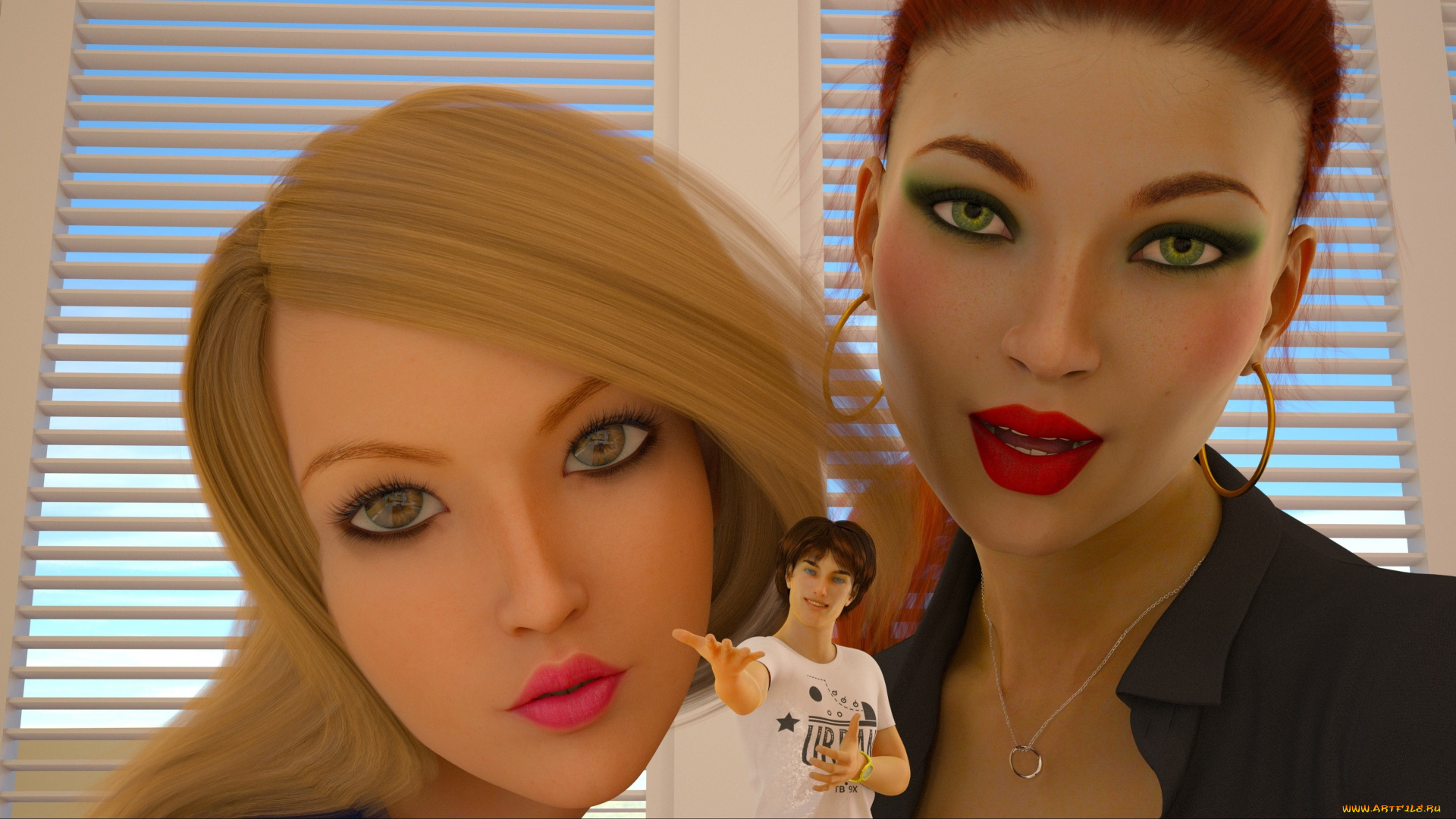 3д, графика, фантазия, , fantasy, взгляд, фон, девушки