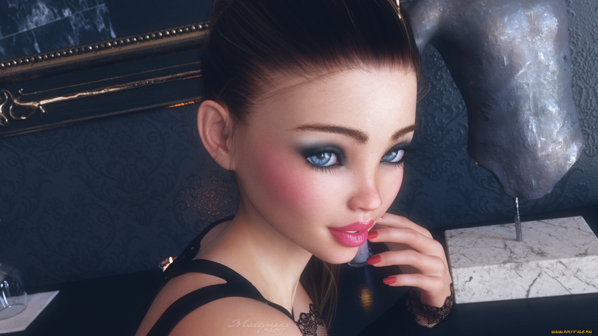 3д, графика, портрет, , portraits, фон, взгляд, девушка