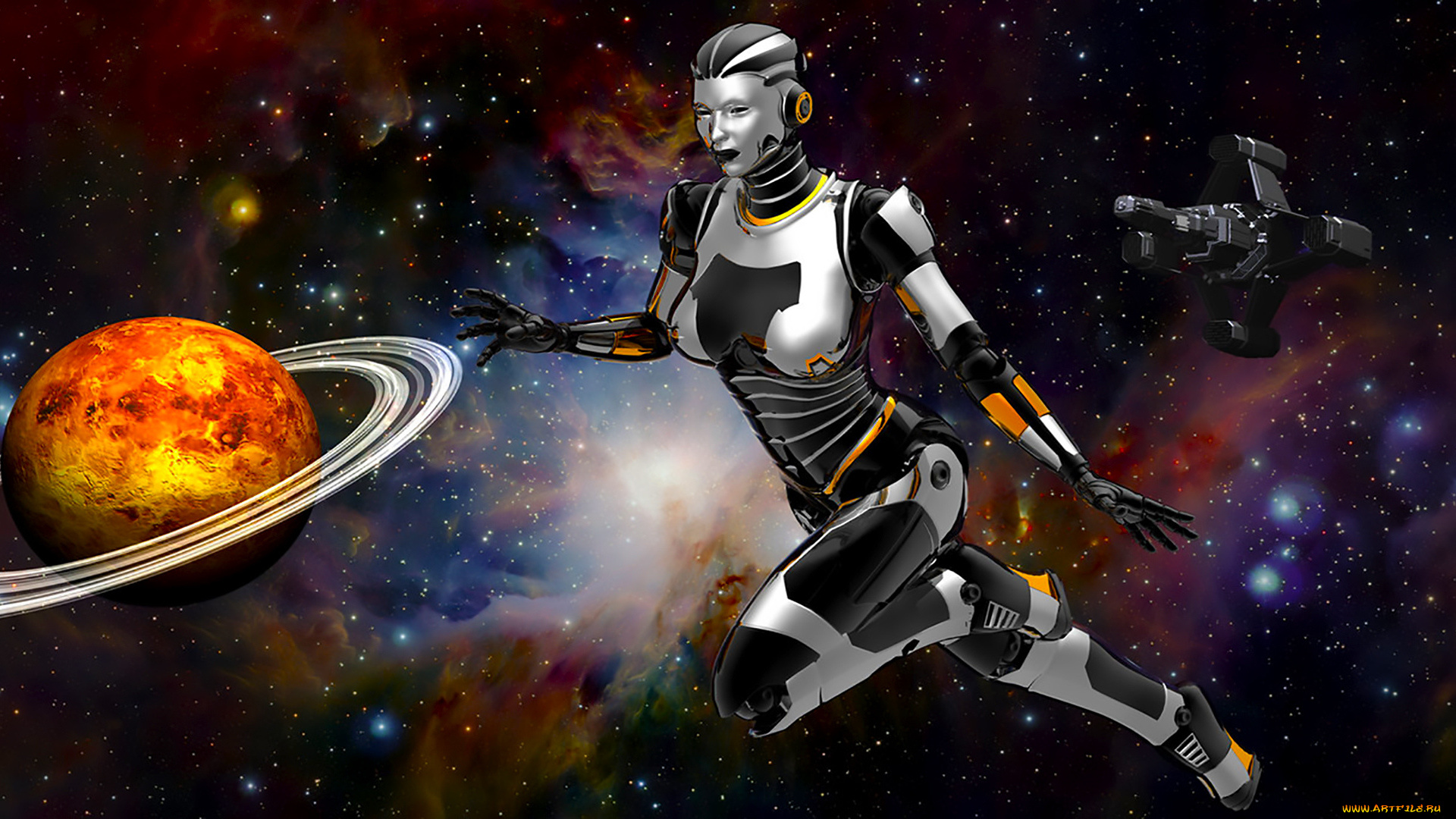 3д, графика, _science, fiction, взгляд, девушка, фон