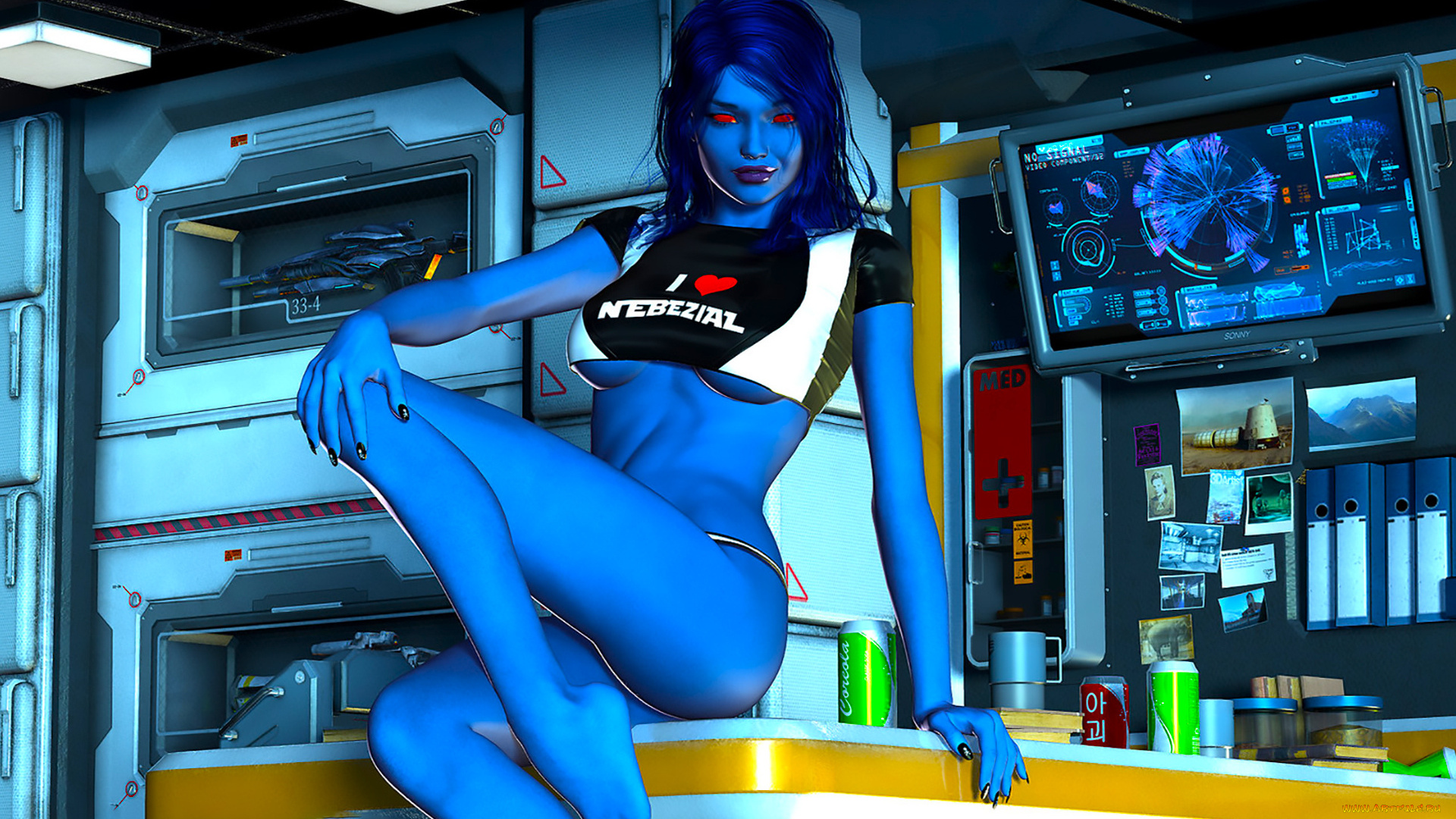 3д, графика, существа, , creatures, взгляд, девушка, фон