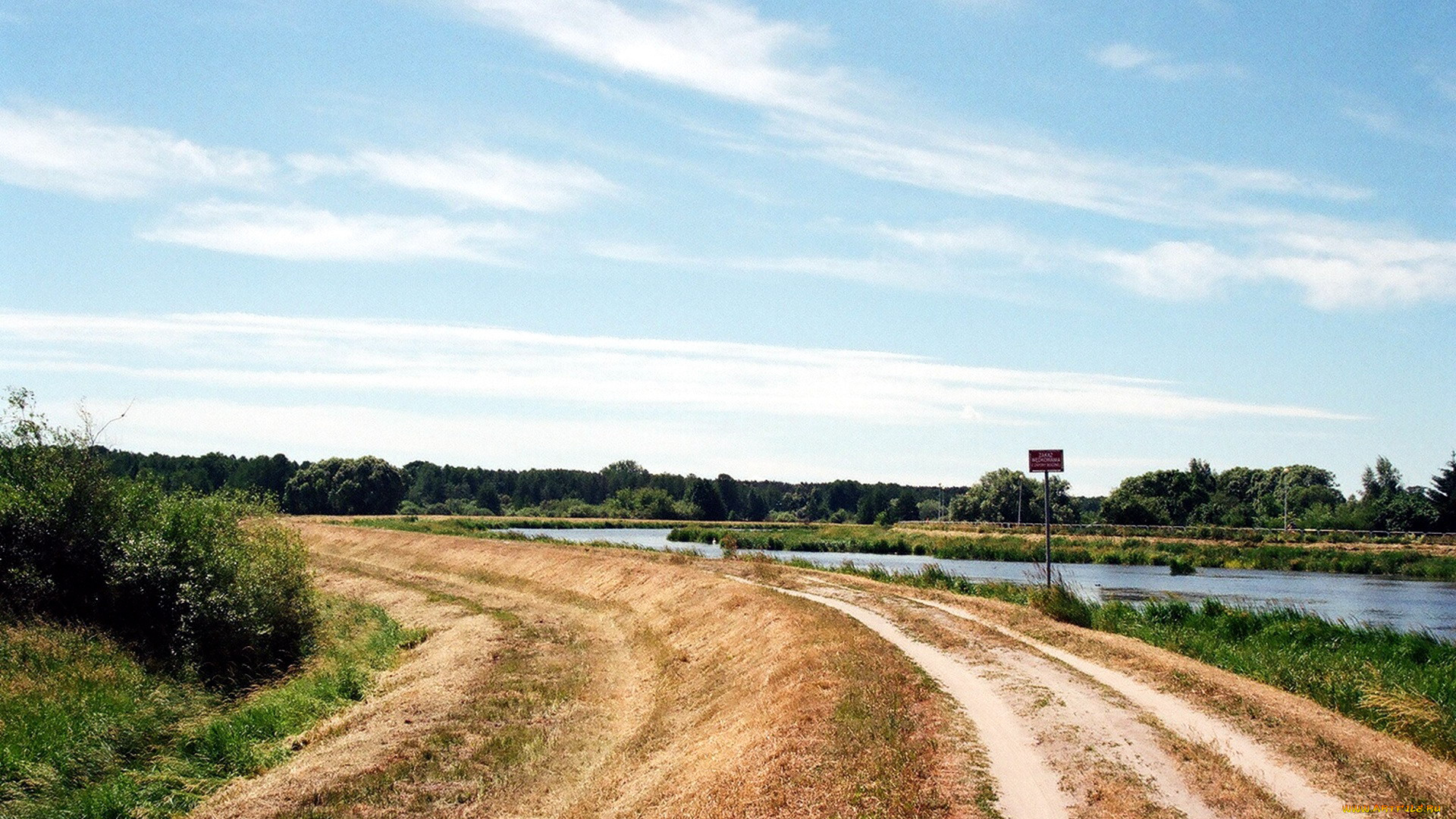 природа, дороги, дорога, река, грунтовая