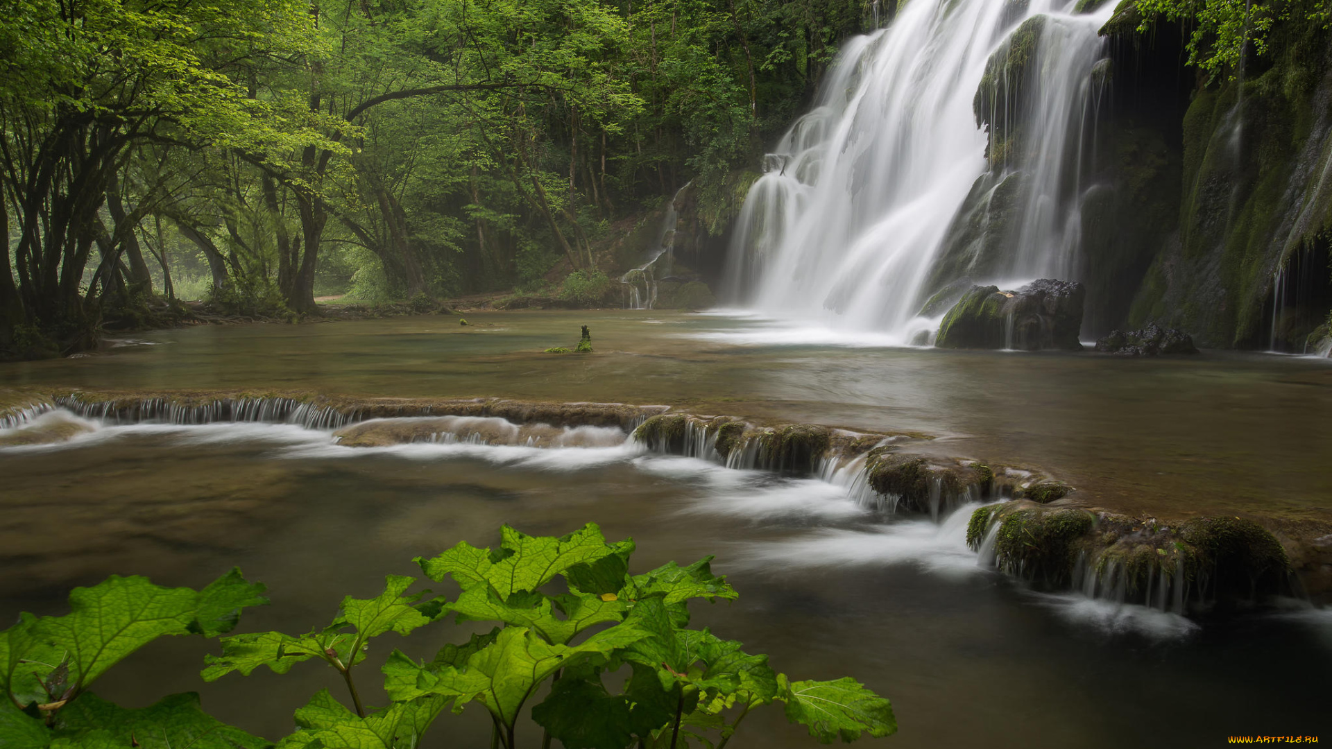 природа, водопады, водопад, водоём, деревья, скалы