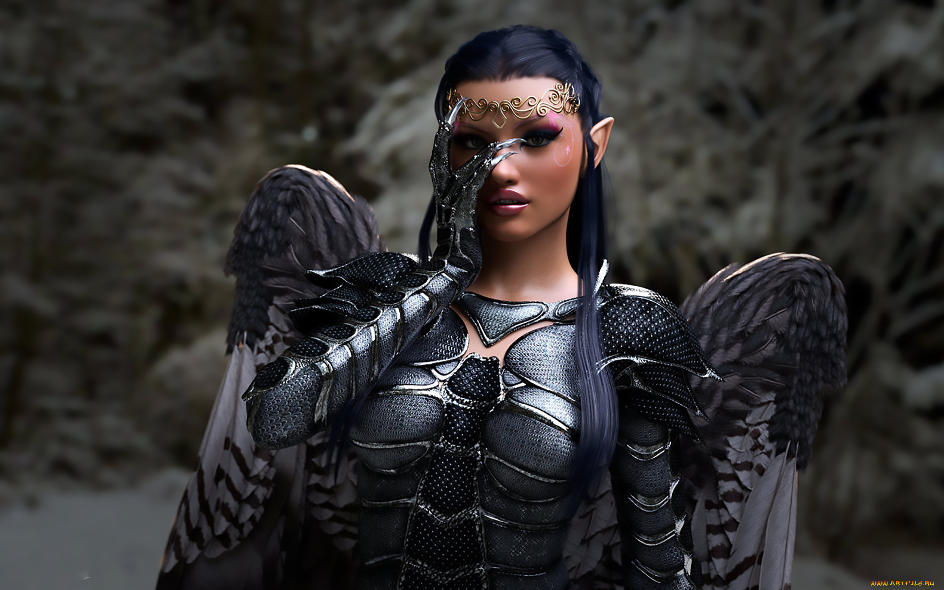 3д, графика, эльфы, , elves, фон, эльфийка, взгляд