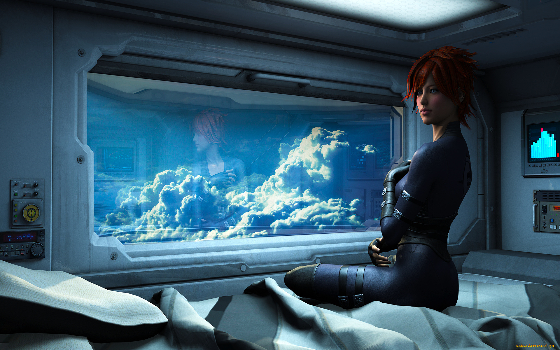 3д, графика, фантазия, , fantasy, девушка, взгляд, фон