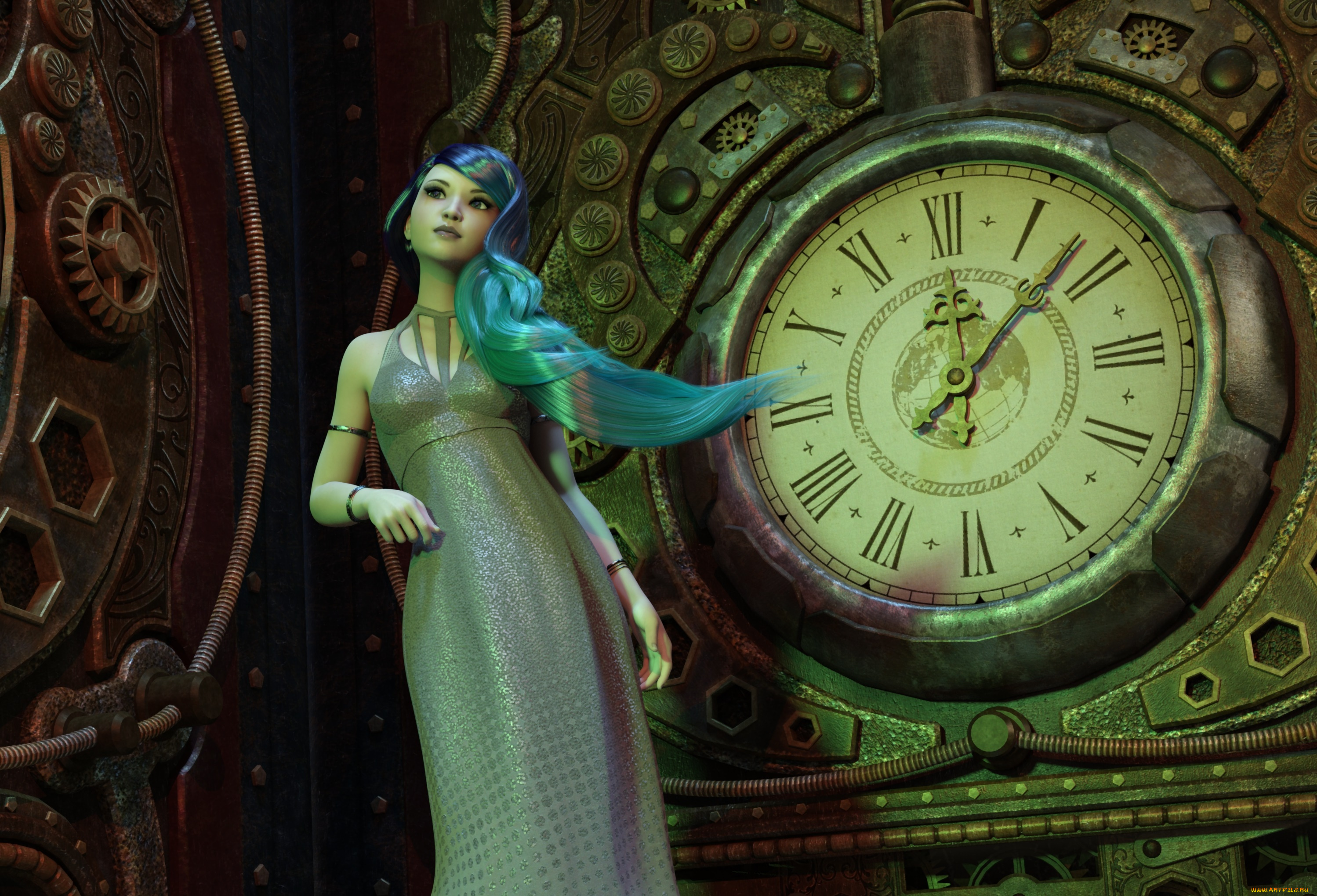 3д, графика, фантазия, , fantasy, фон, взгляд, девушка