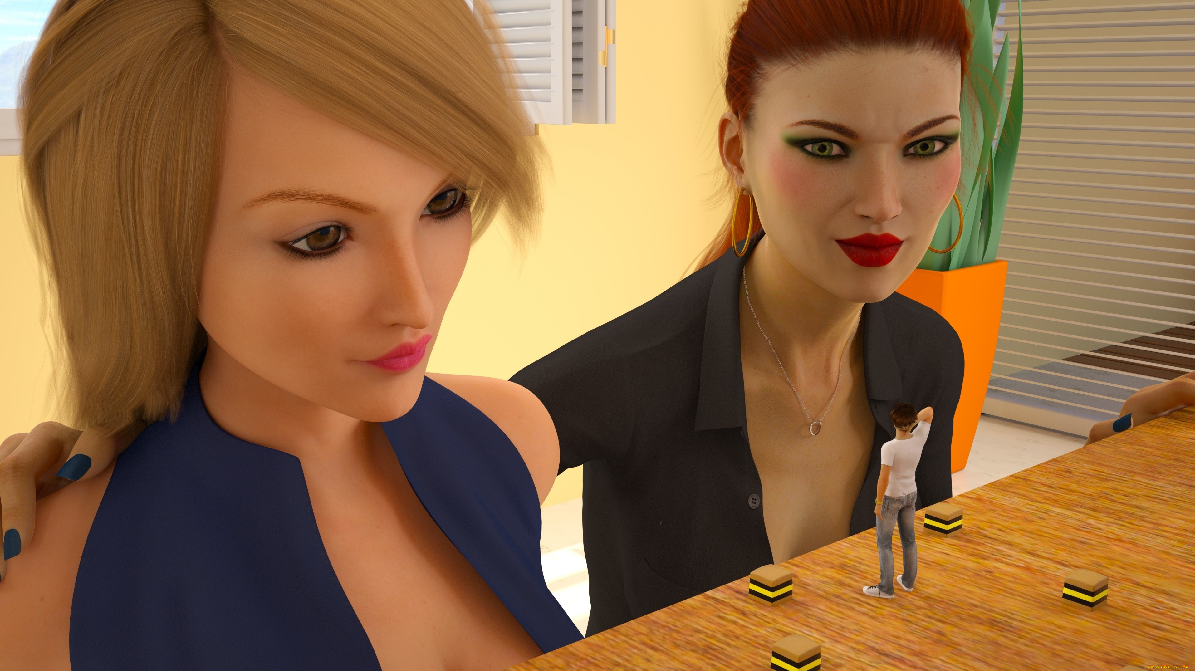 3д, графика, фантазия, , fantasy, фон, взгляд, девушки