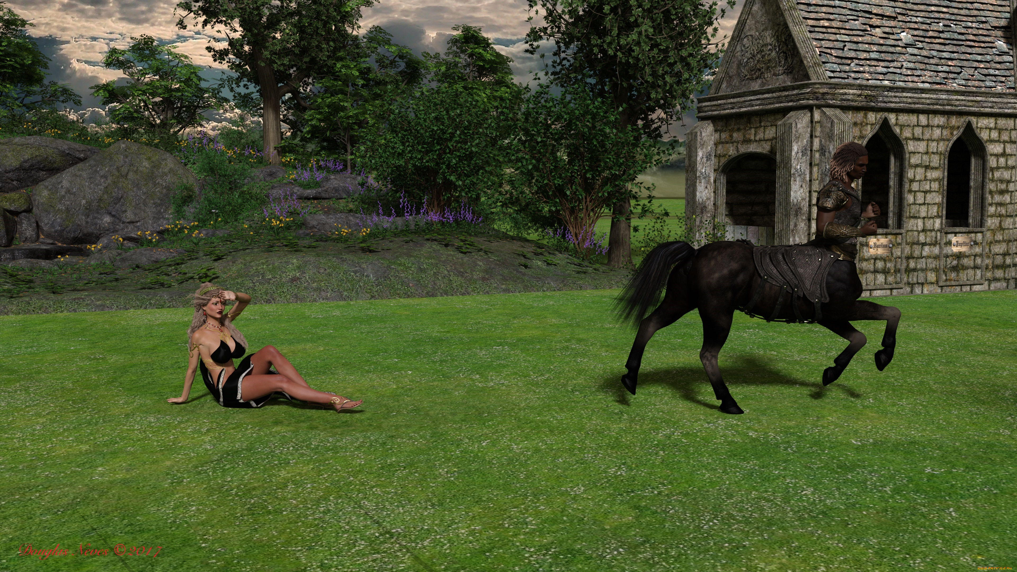 3д, графика, существа, , creatures, взгляд, девушка, фон, centaur