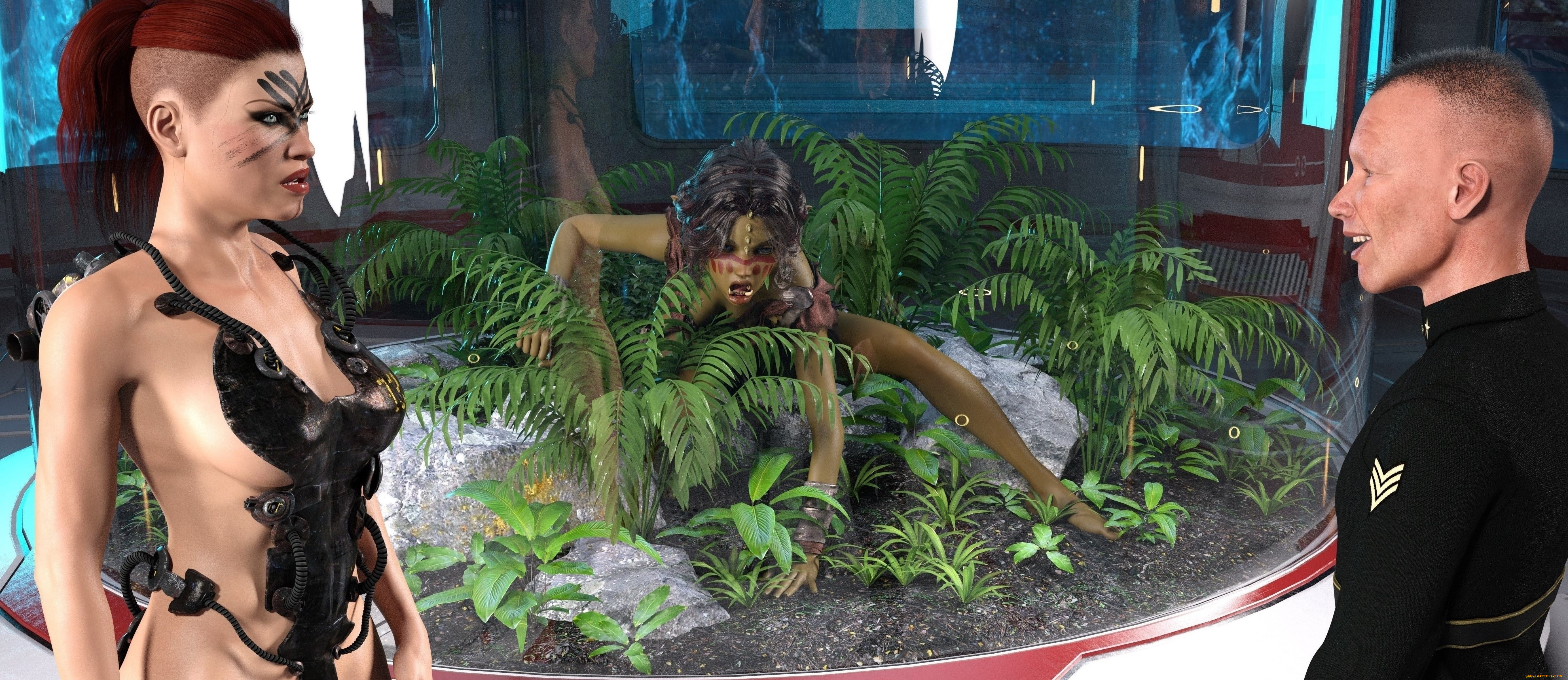 3д, графика, фантазия, , fantasy, фон, взгляд, девушка