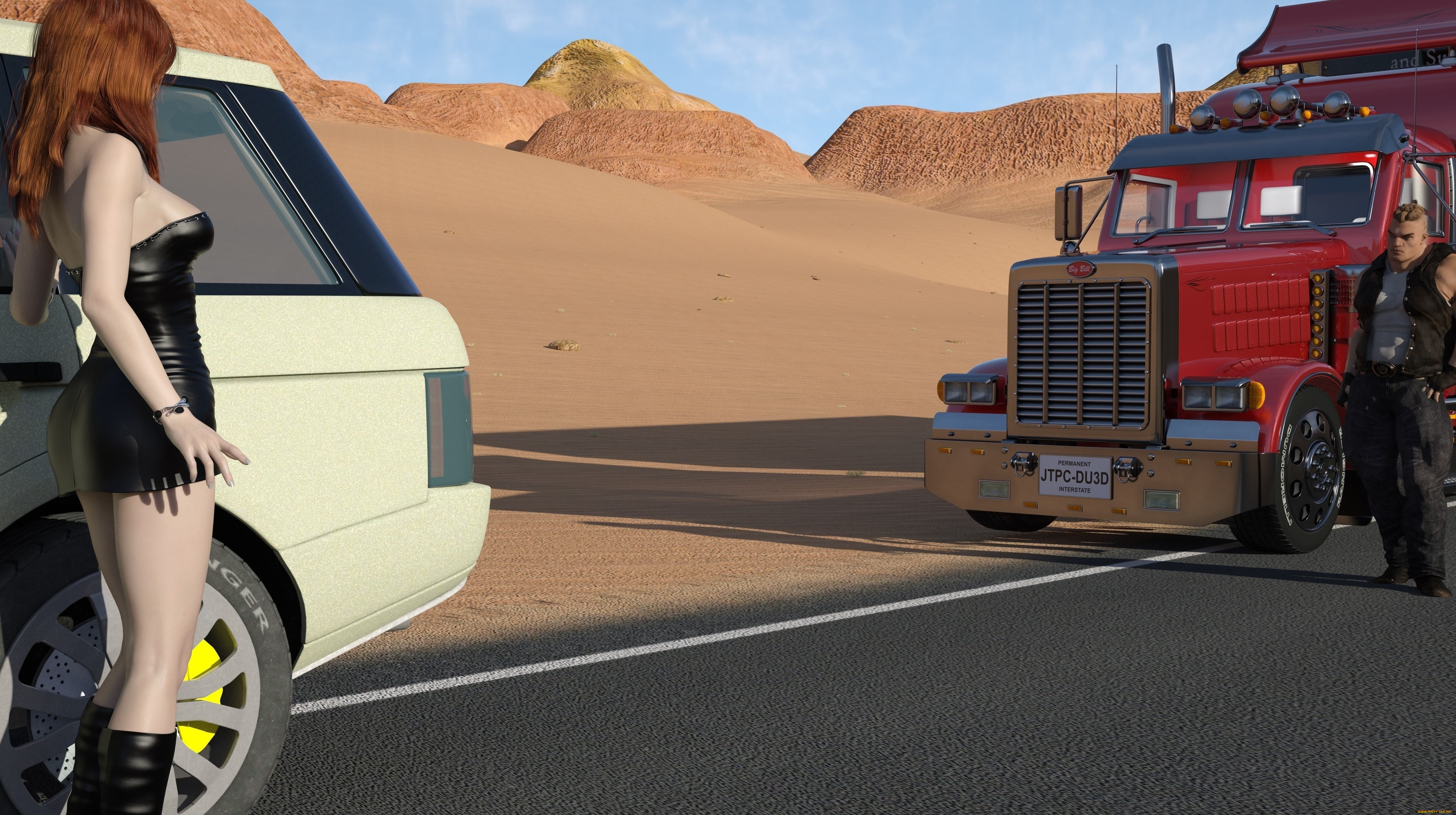 3д, графика, люди-авто, мото, , people-, car, , , moto, девушка, взгляд, фон, мужчина