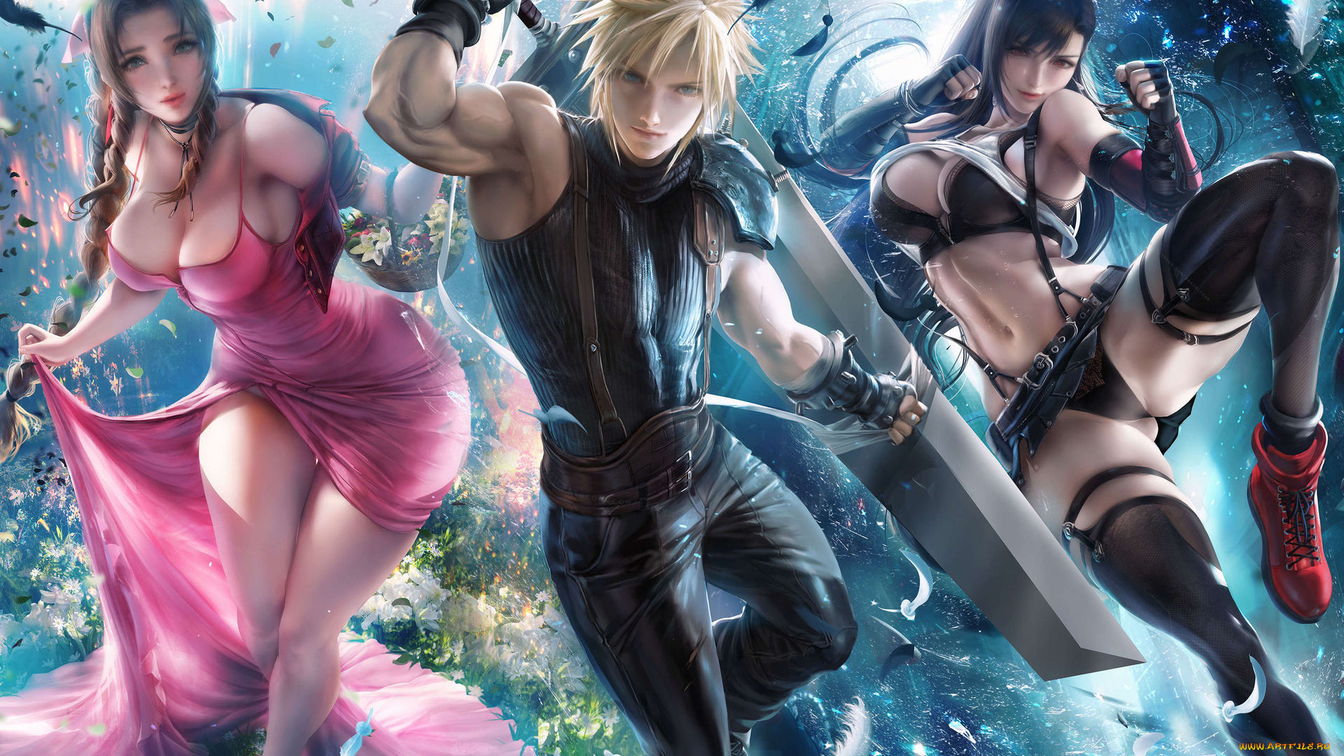 видео, игры, final, fantasy, vii, персонажи, движение