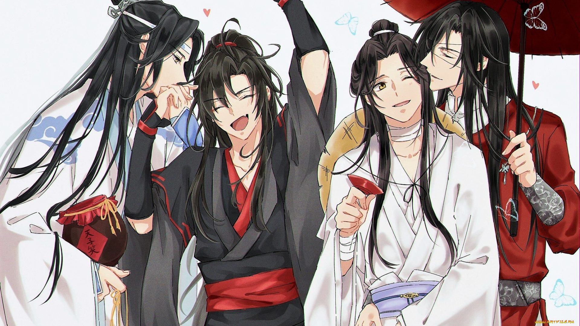 аниме, unknown, , другое, , персонажи, алкоголь, зонт