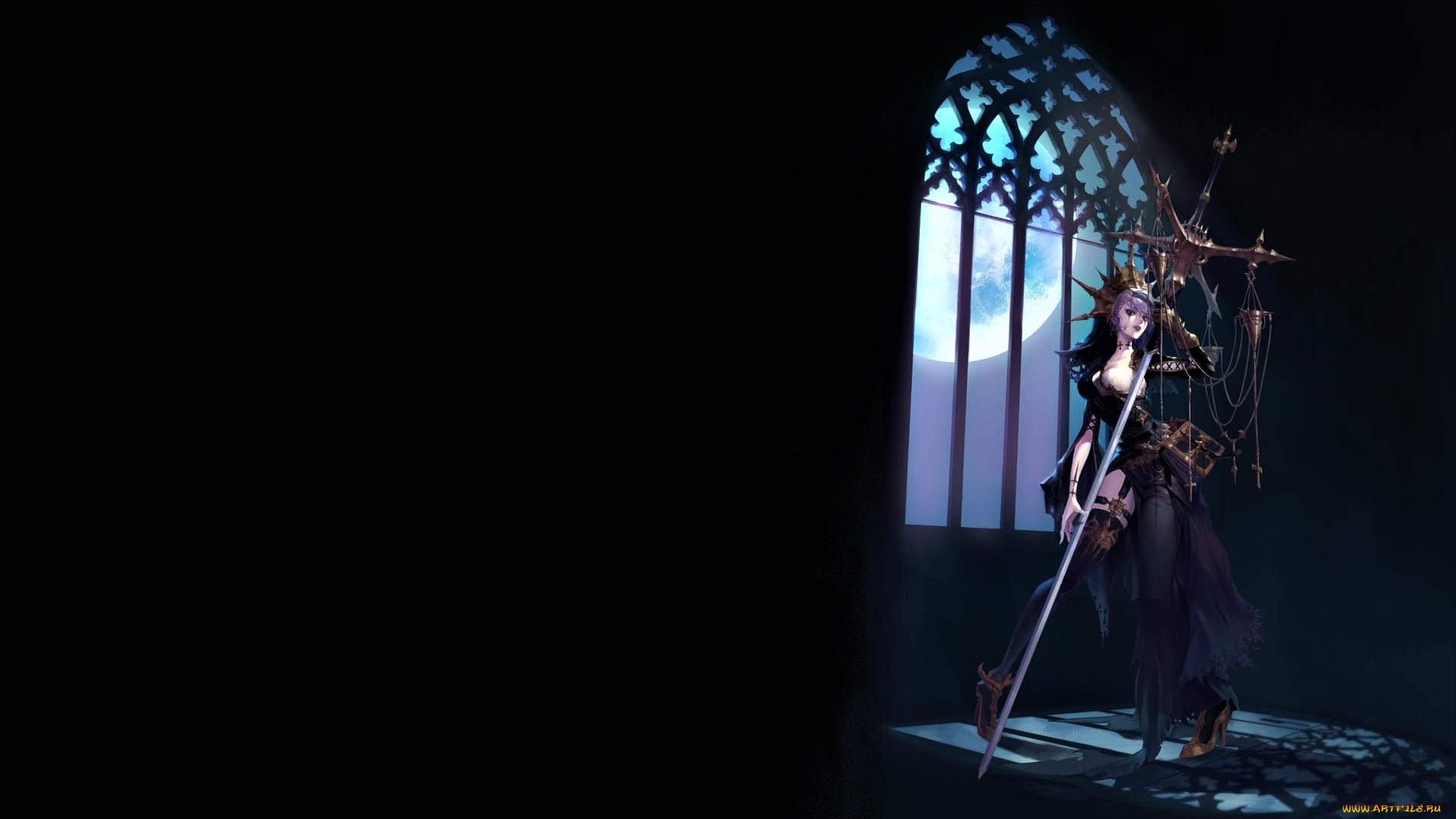 фэнтези, девушки, девушка, посох, окно