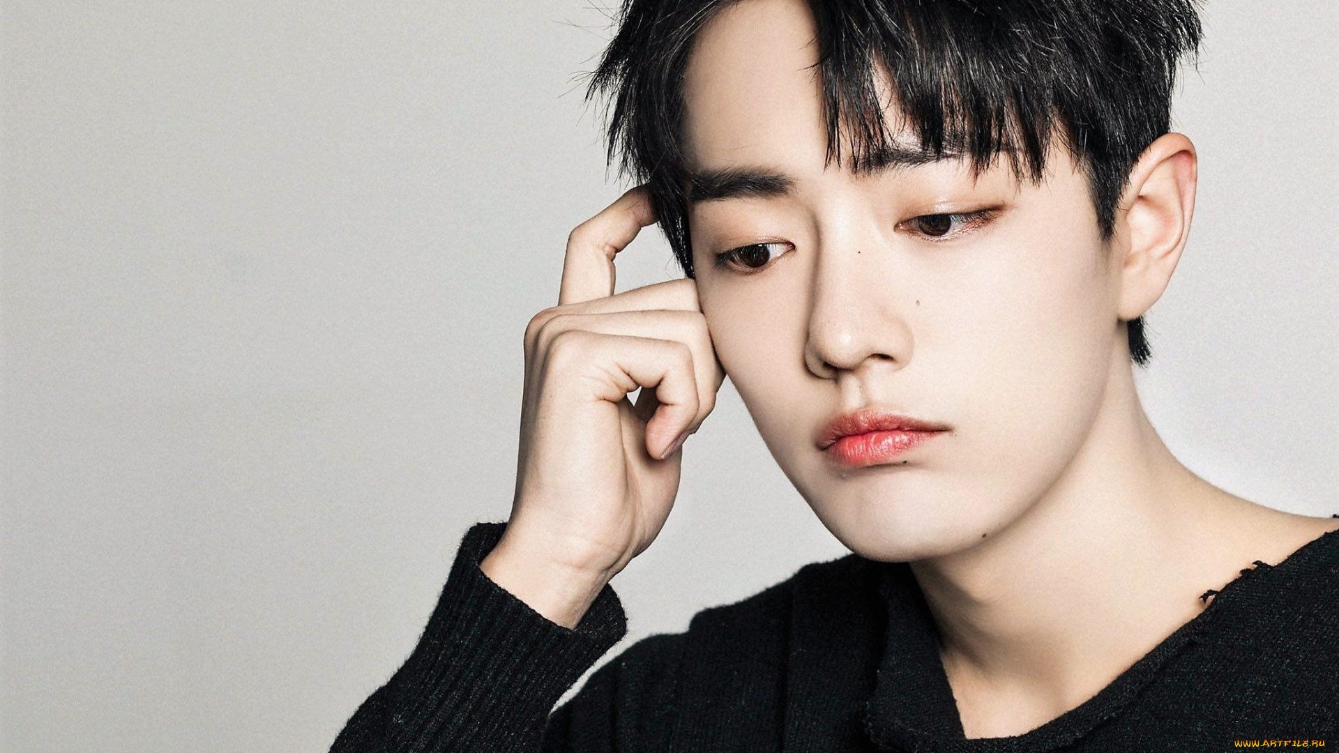 мужчины, xiao, zhan, лицо, свитер