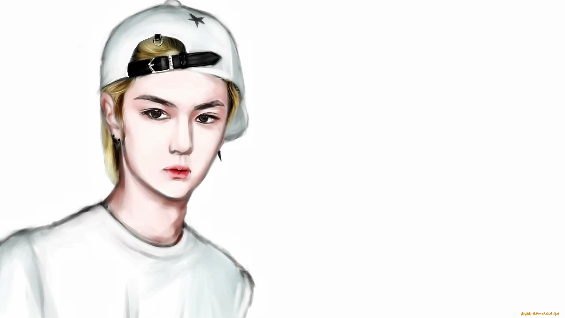 рисованное, люди, ван, ибо, кепка