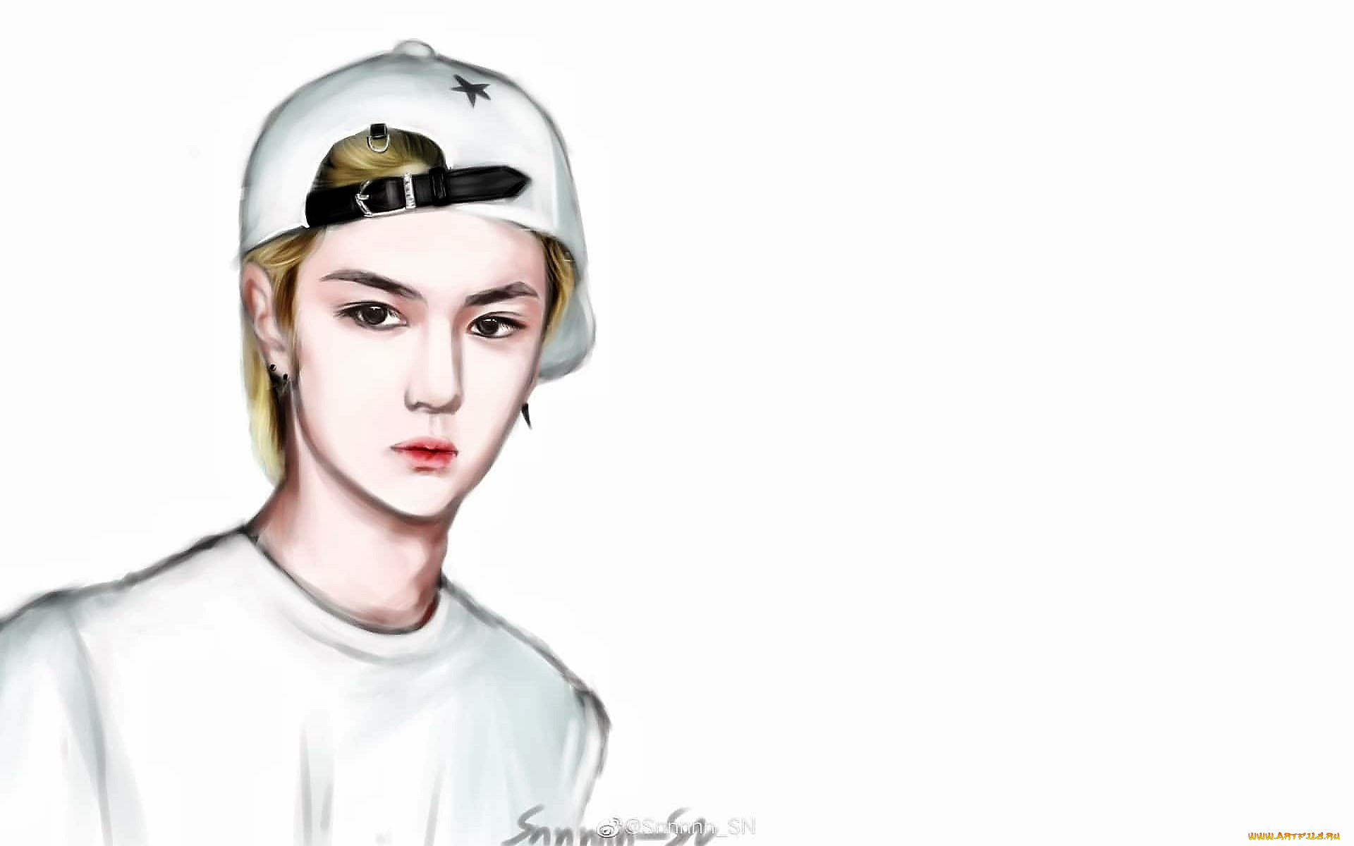 рисованное, люди, ван, ибо, кепка