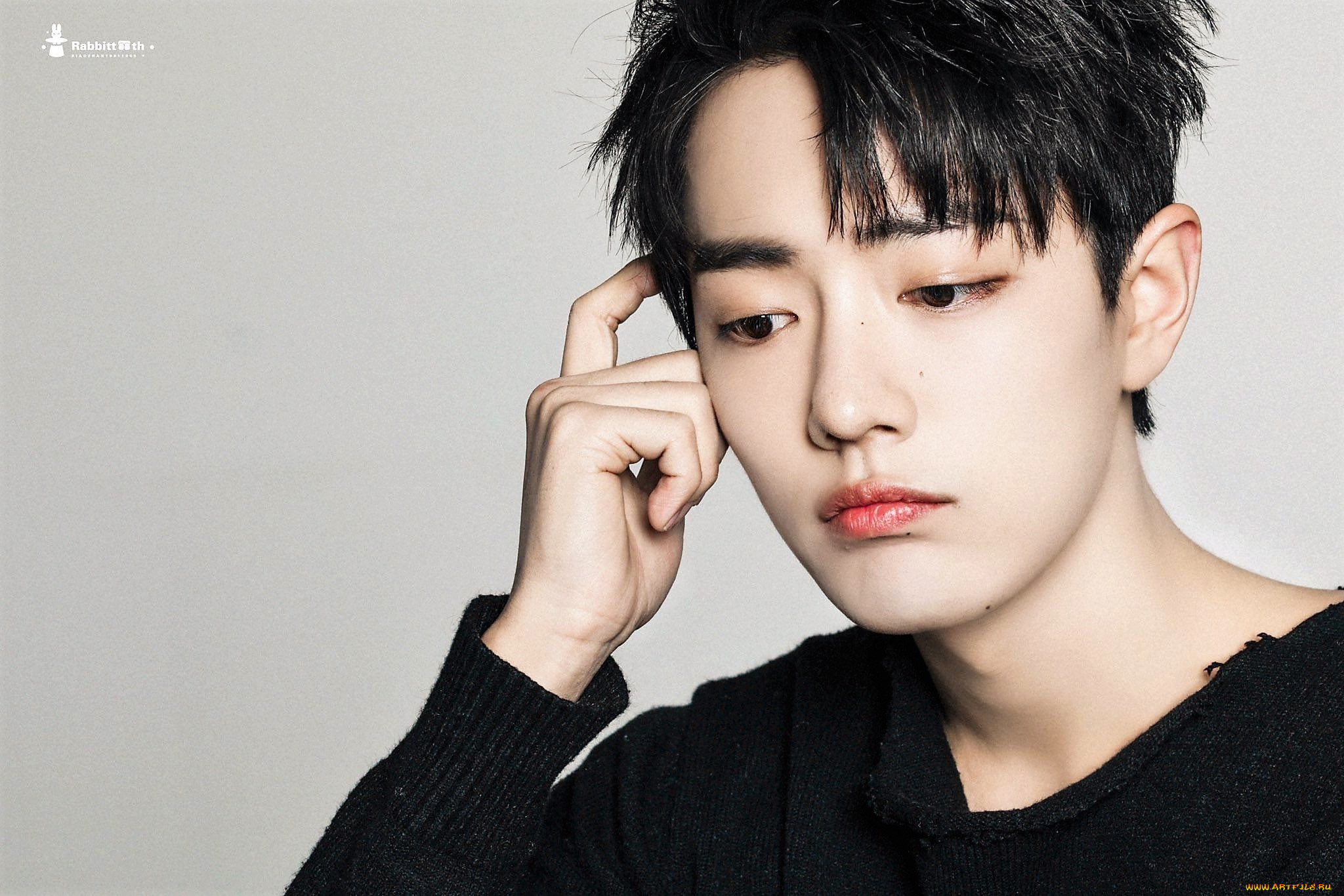 мужчины, xiao, zhan, лицо, свитер