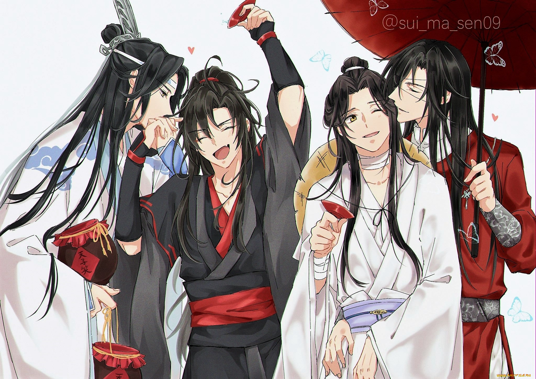 аниме, unknown, , другое, , персонажи, алкоголь, зонт