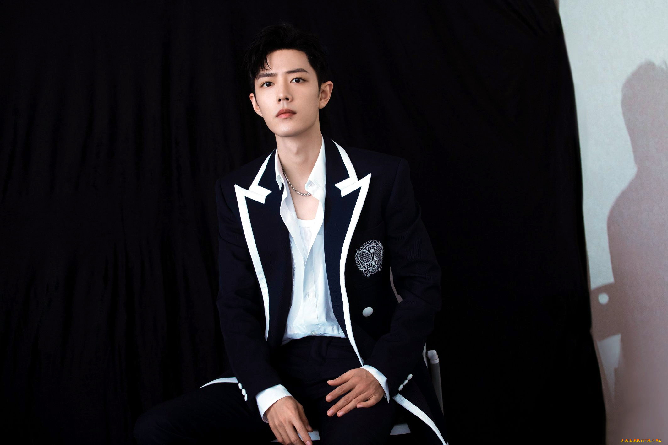 мужчины, xiao, zhan, актер, пиджак, шторы, тень