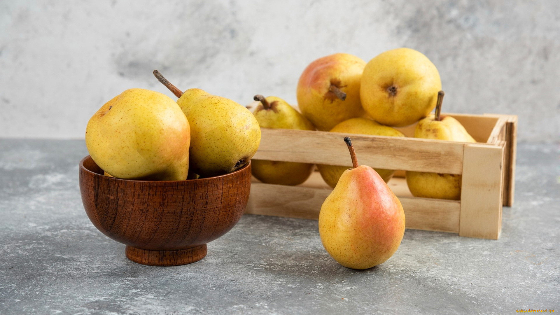 еда, груши, желтые, спелые