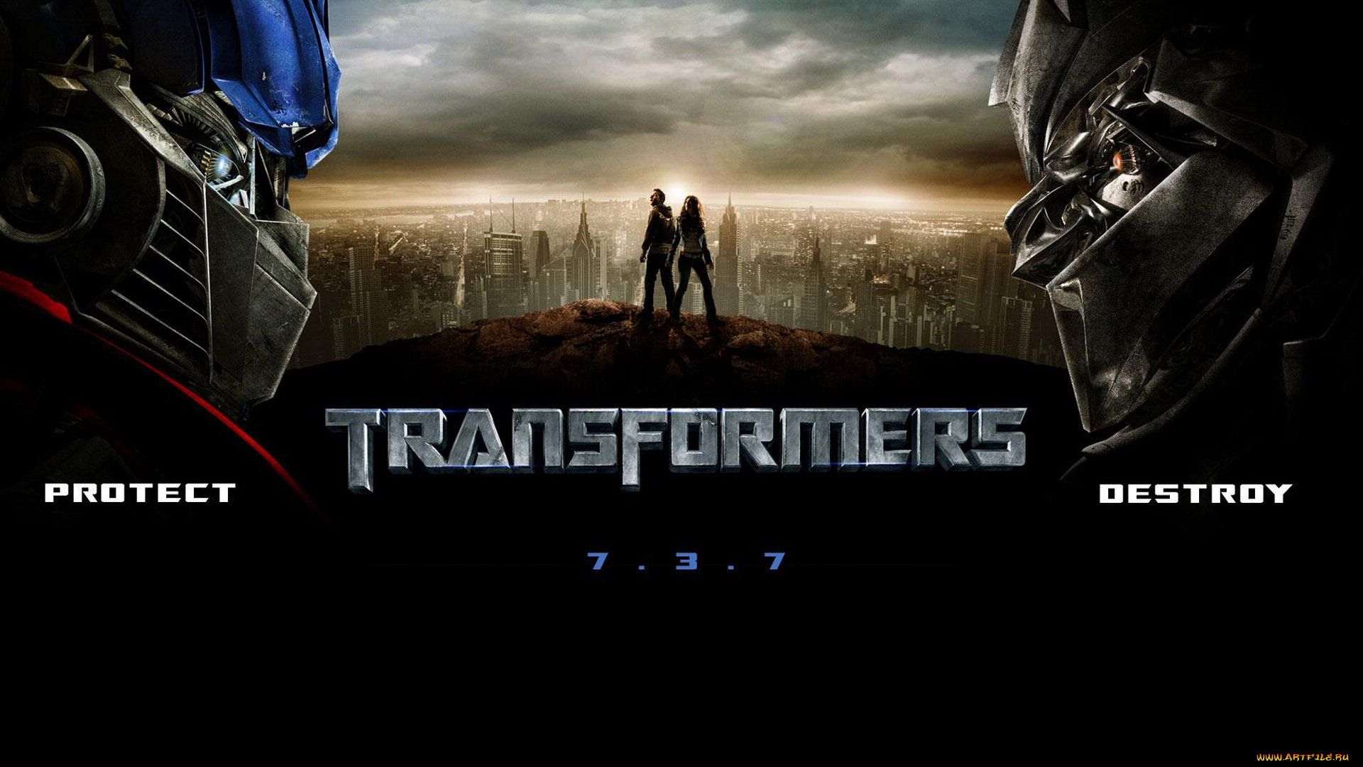 кино, фильмы, transformers, трансформеры, роботы, люди, город