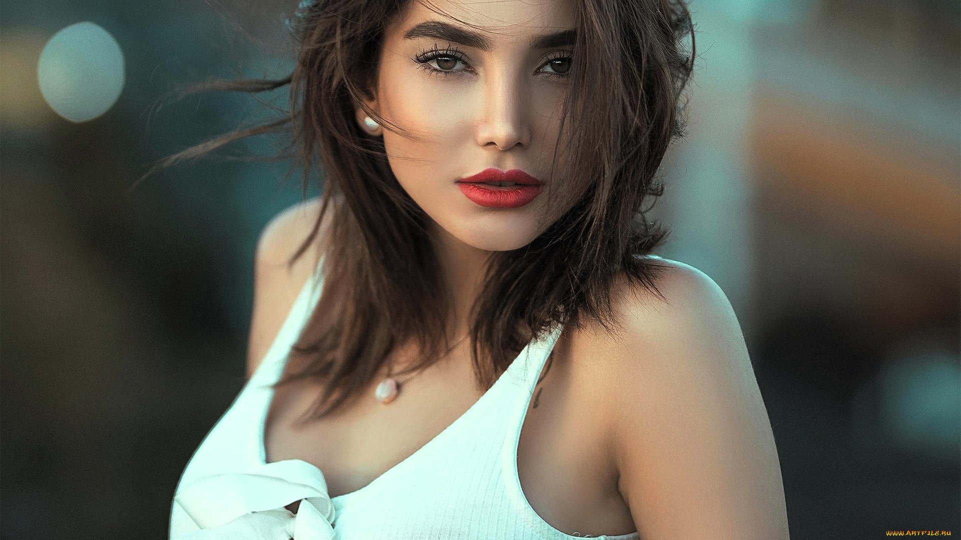 девушки, -, лица, , портреты, шатенка, лицо, топ