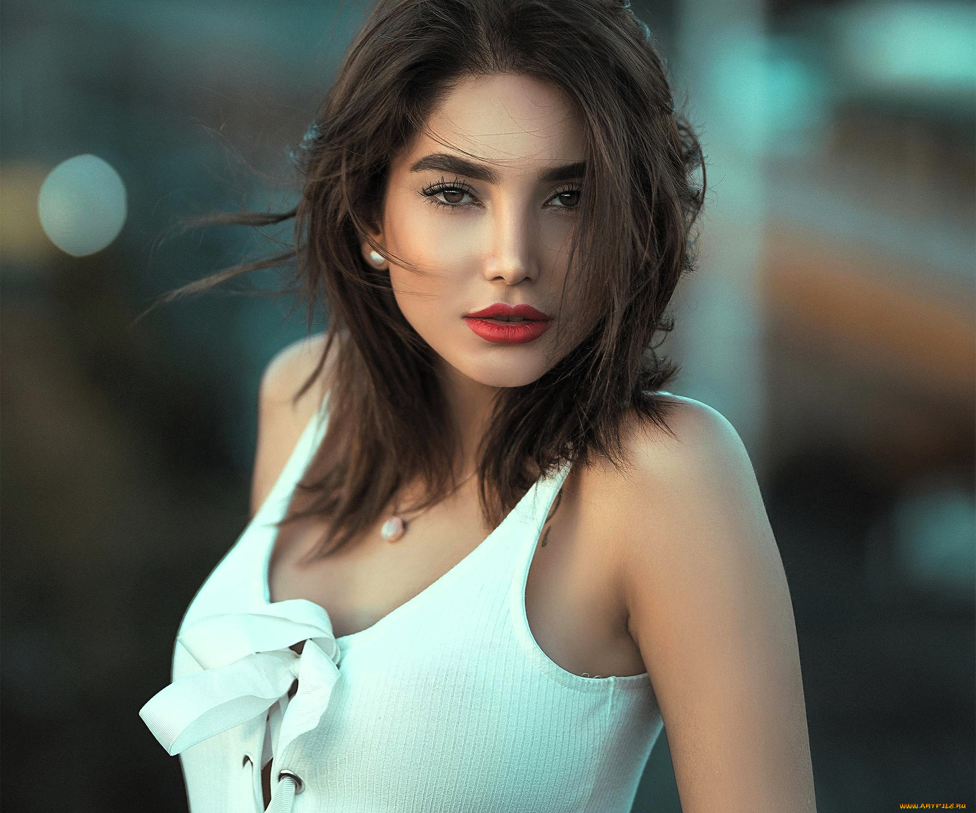 девушки, -, лица, , портреты, шатенка, лицо, топ