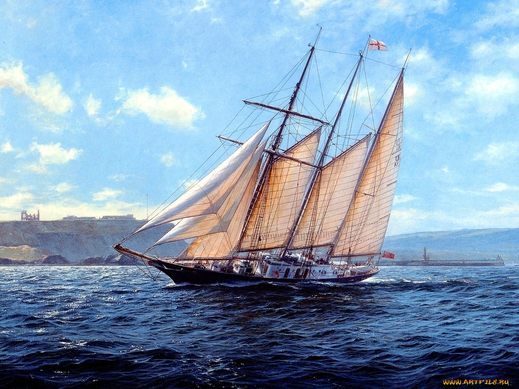 корабли, рисованные