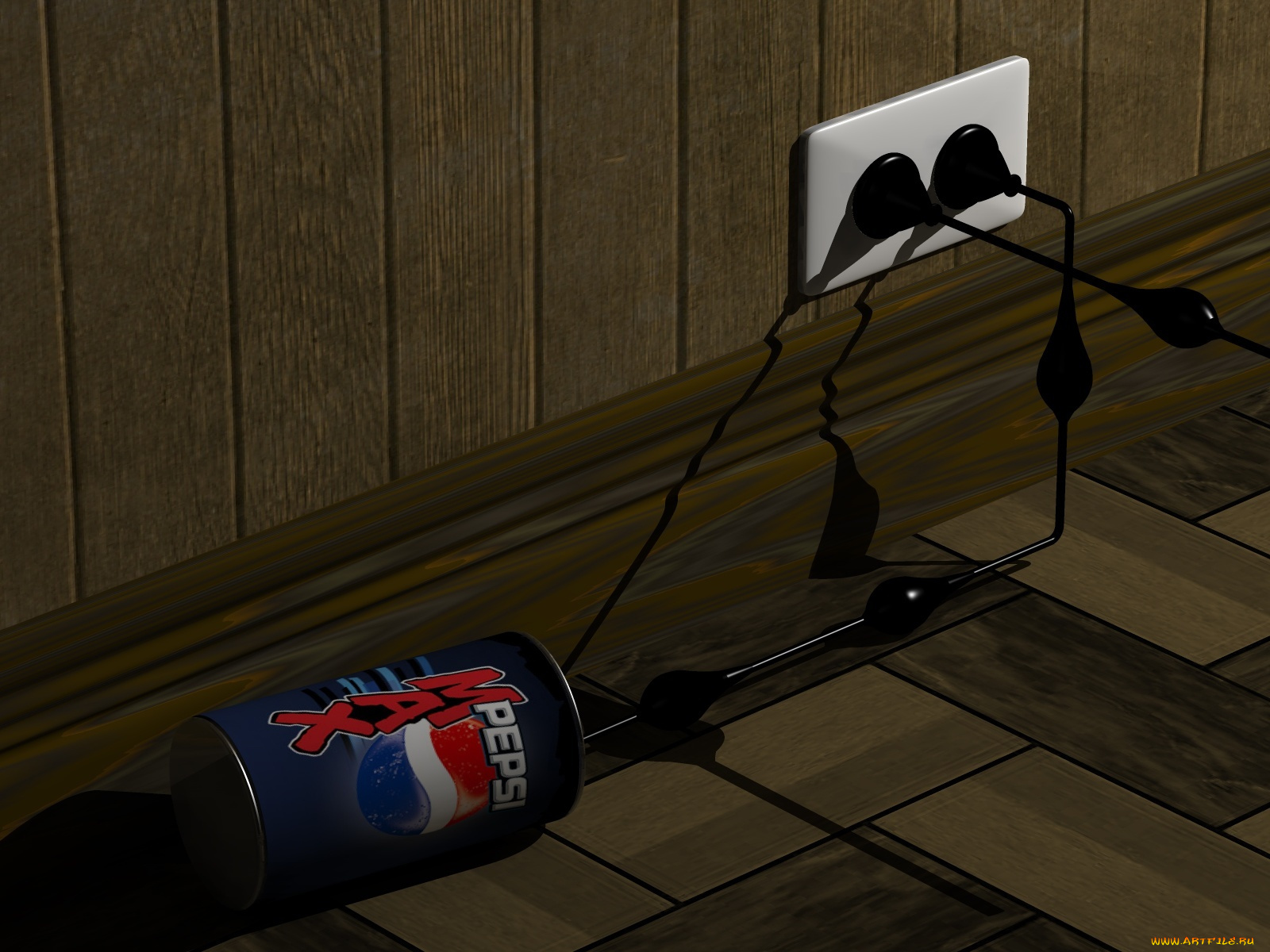 3д, графика, другое, стена, pepsi, розетка, пол