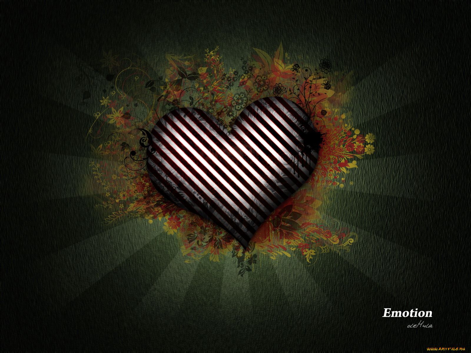 векторная, графика, тёмный, сердечко