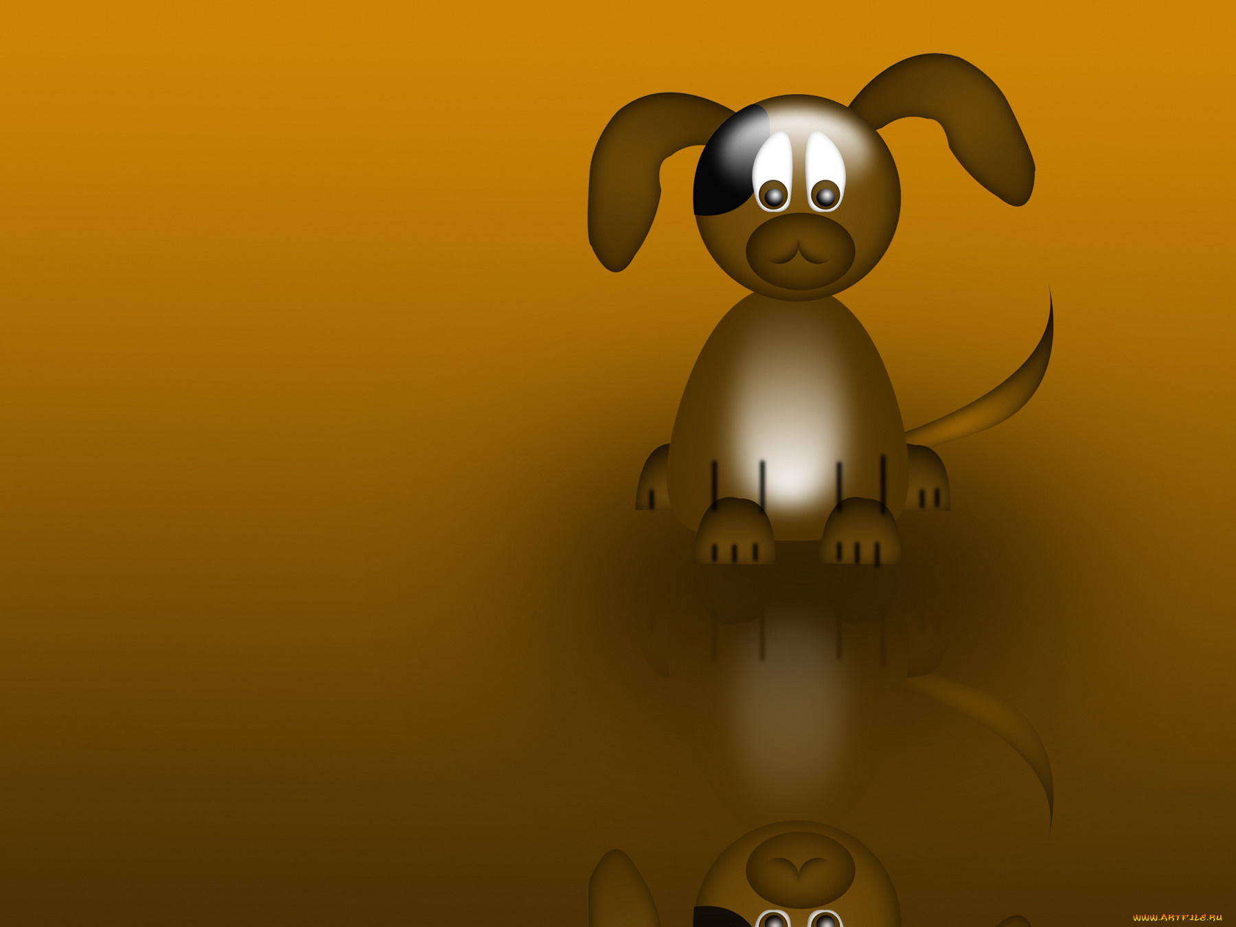 3д, графика, animals, животные, коричневый, собачка, щенок, уши