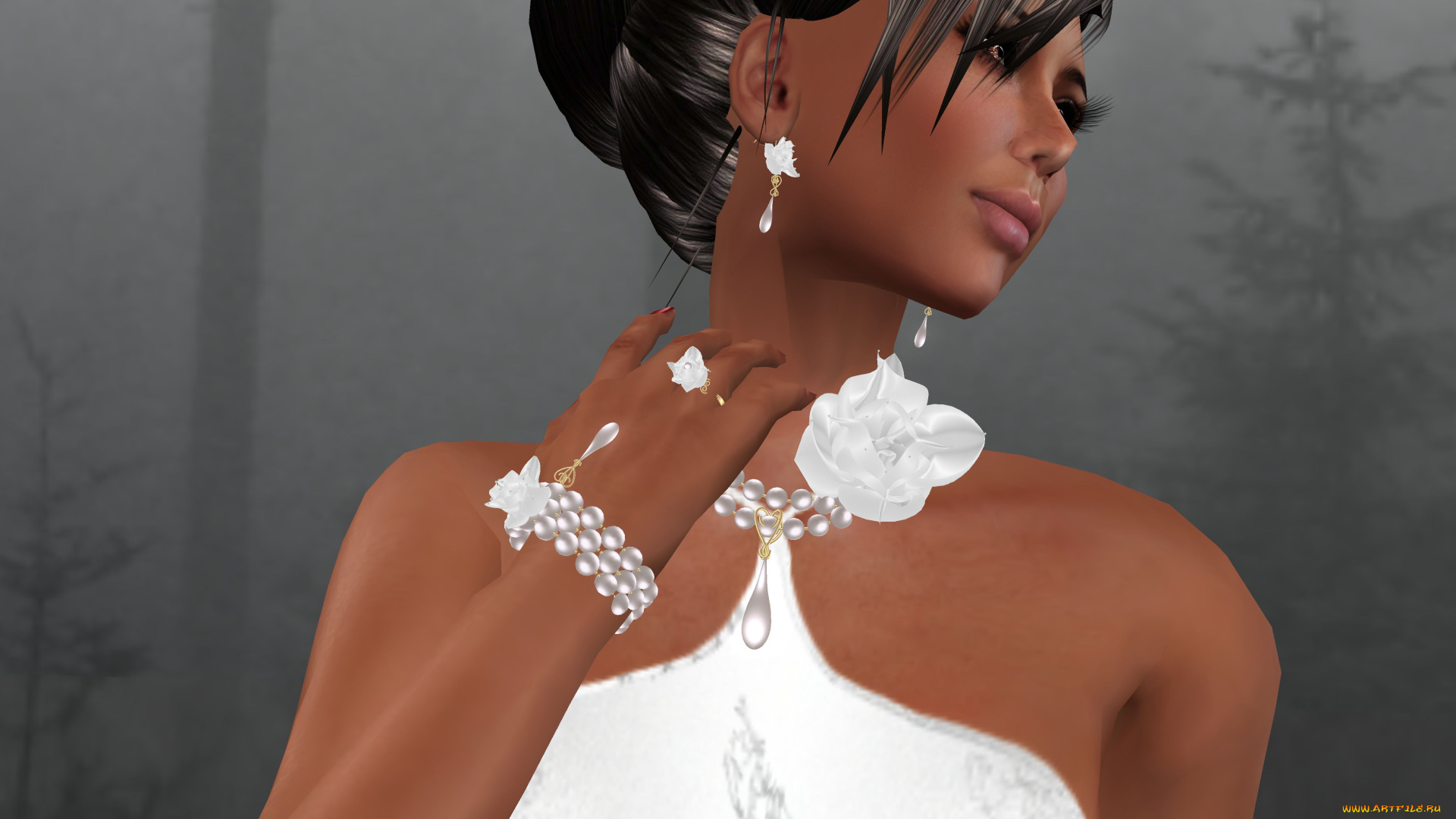 3д, графика, people, люди, бусы, украшение, жемчуг