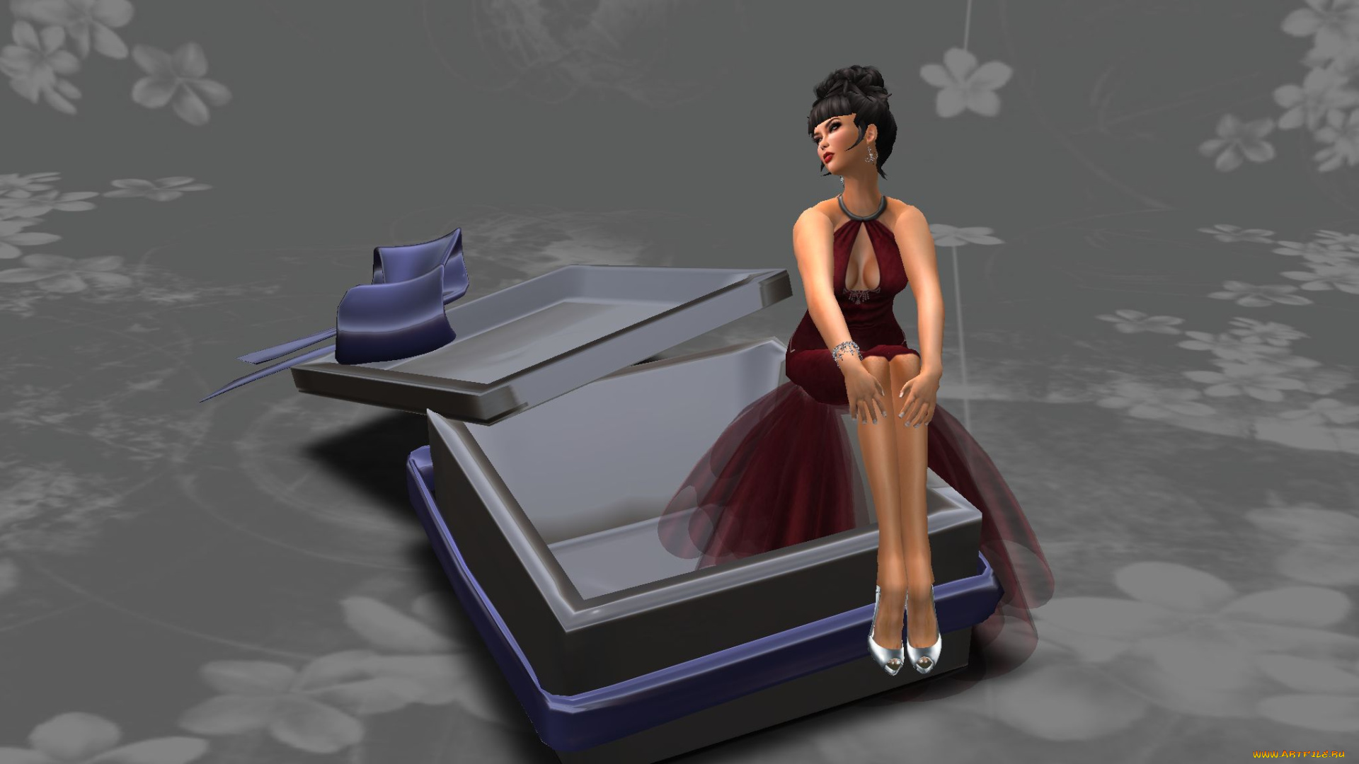 3д, графика, people, люди, девушка, платье