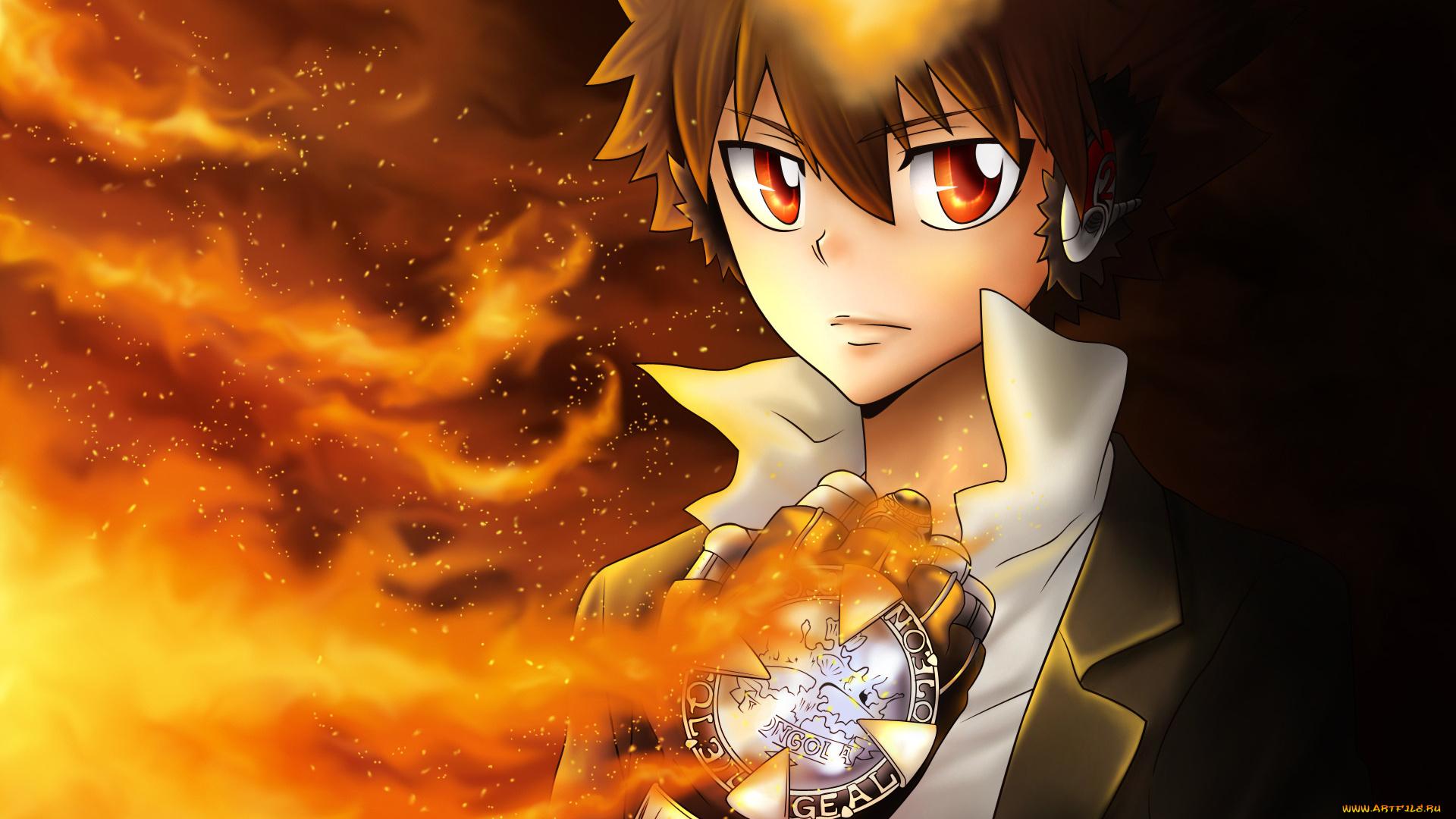 аниме, katekyo, hitman, reborn, большие, глаза, парень