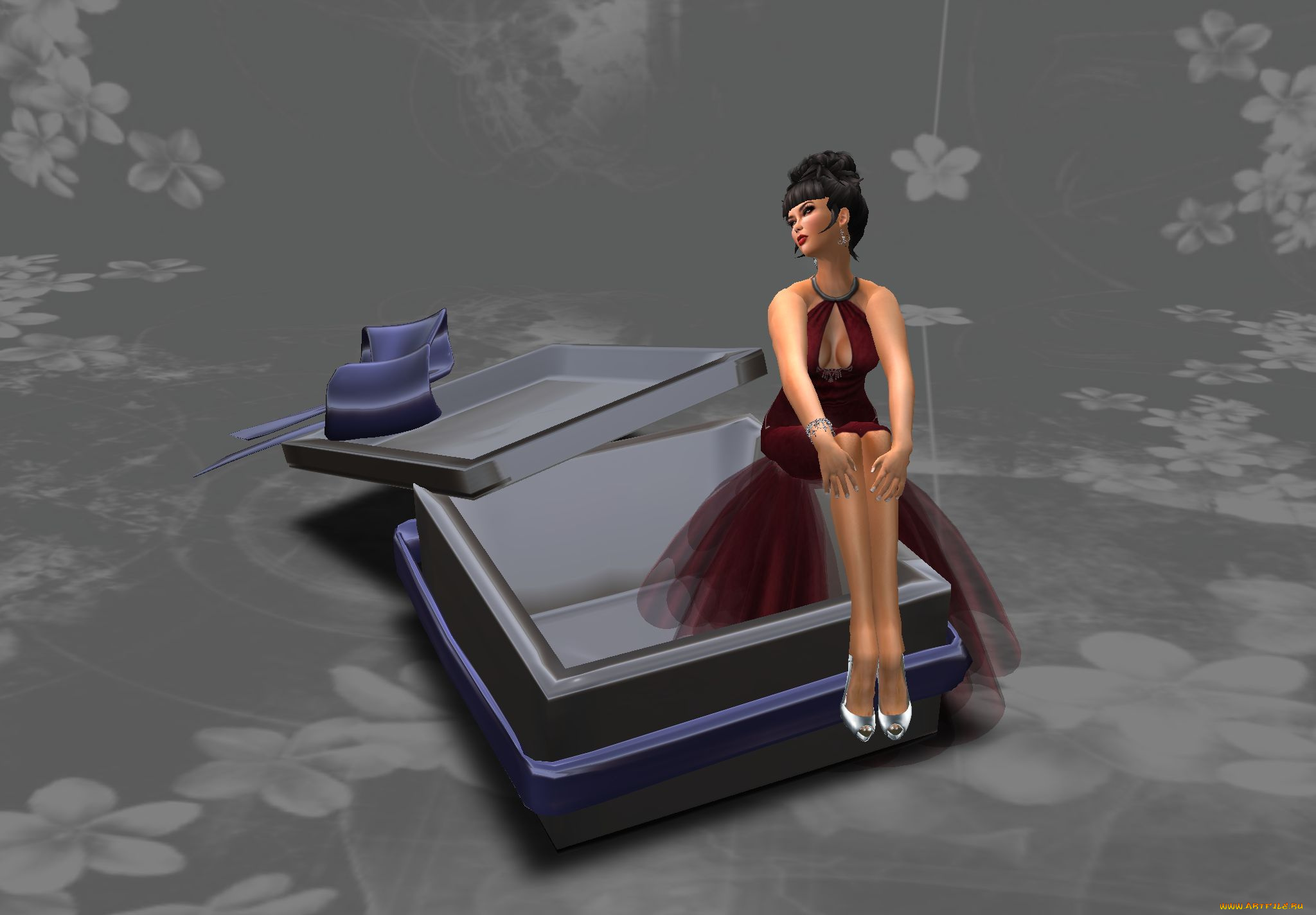 3д, графика, people, люди, девушка, платье