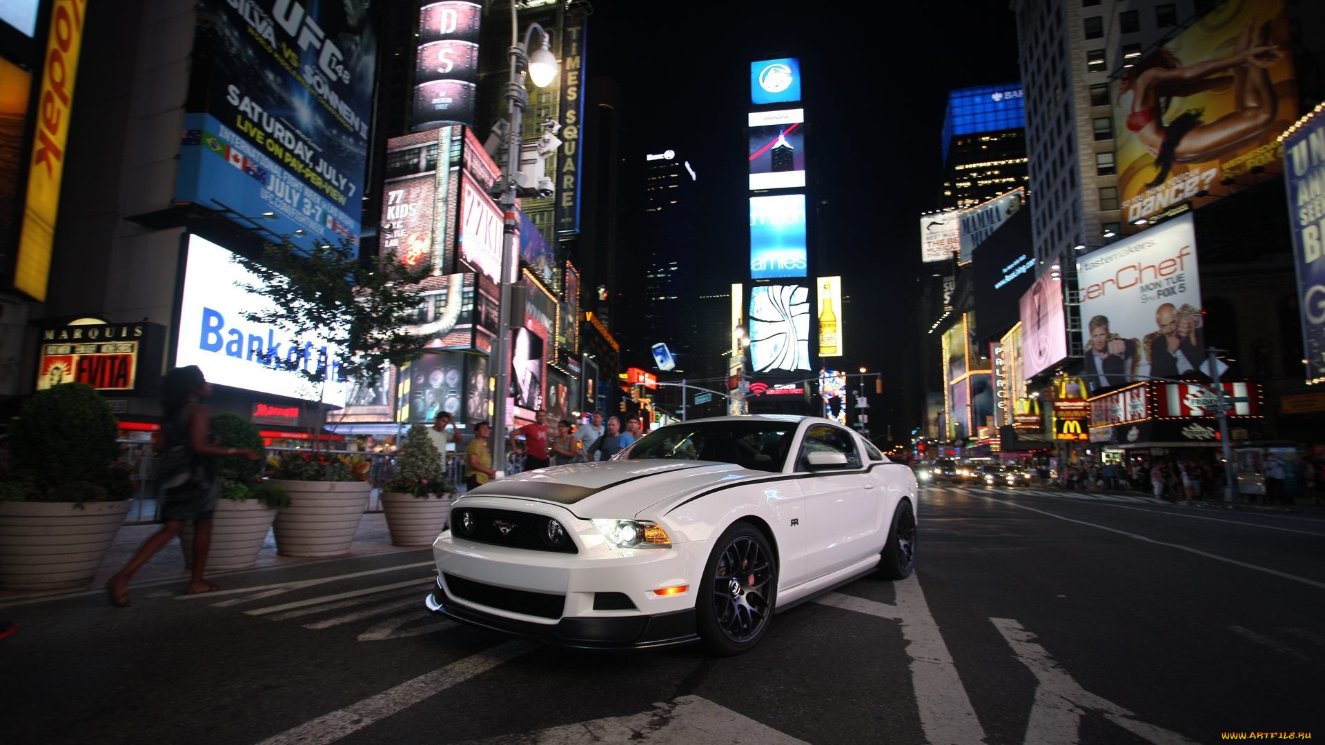 ford, автомобили, mustang, автомобиль, город, ночь, улица