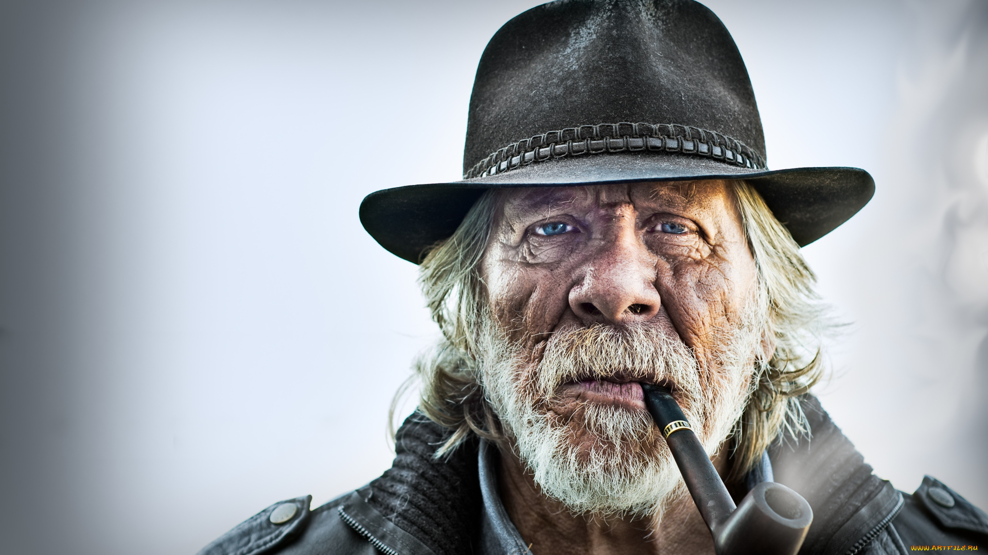 мужчины, unsort, старик, портрет, трубка, шляпа