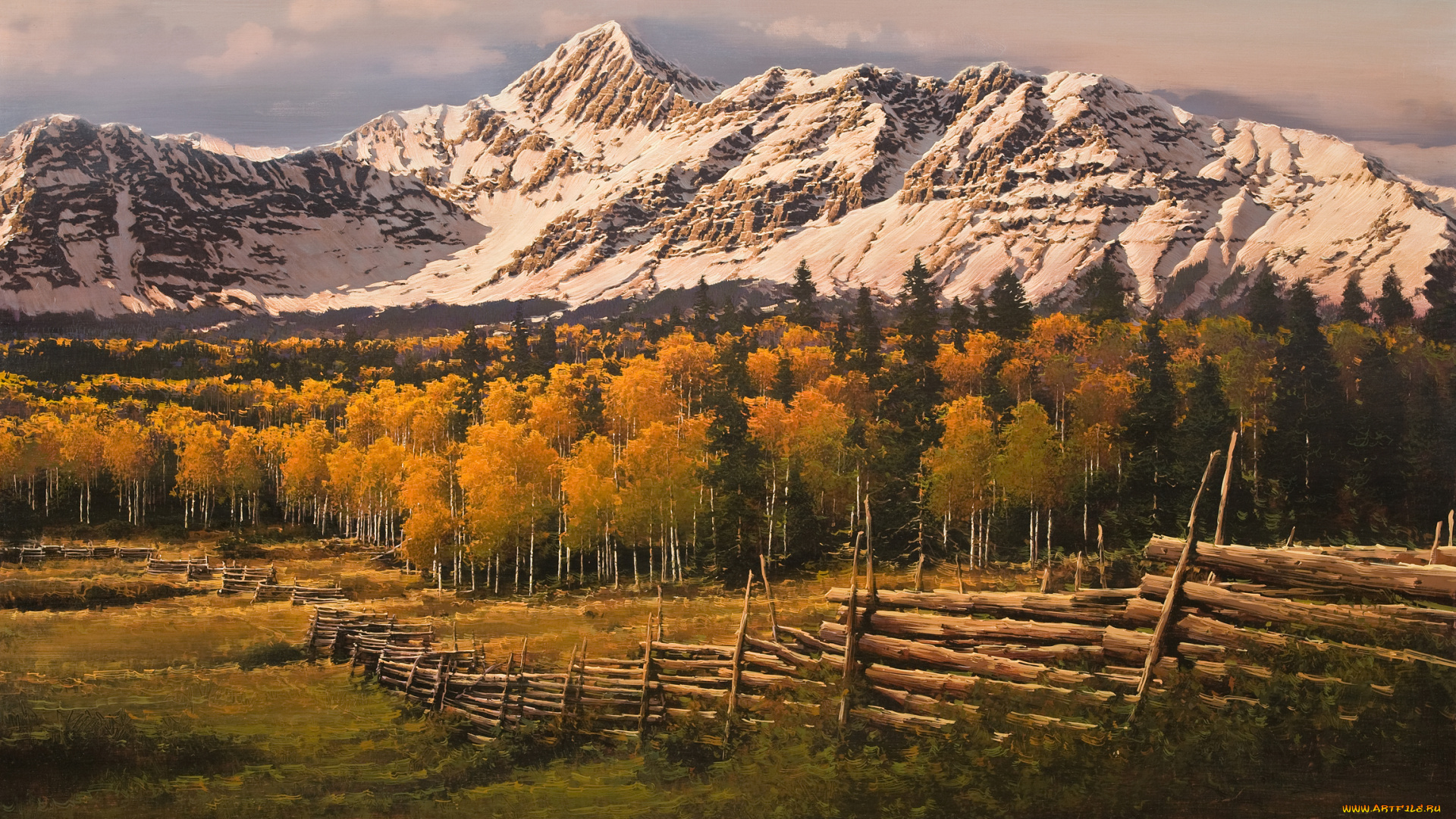 touched, by, gold, san, juan, range, рисованные, bruce, cheever, осенний, пейзаж, горы