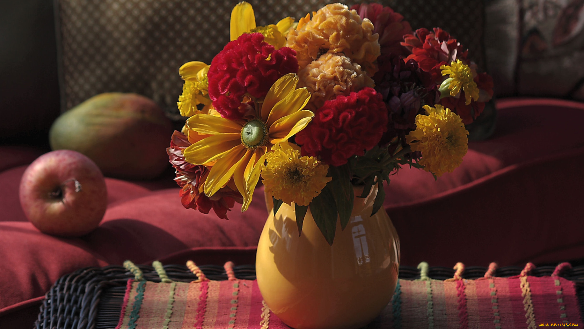 цветы, букеты, композиции, амаранты, рудбекия