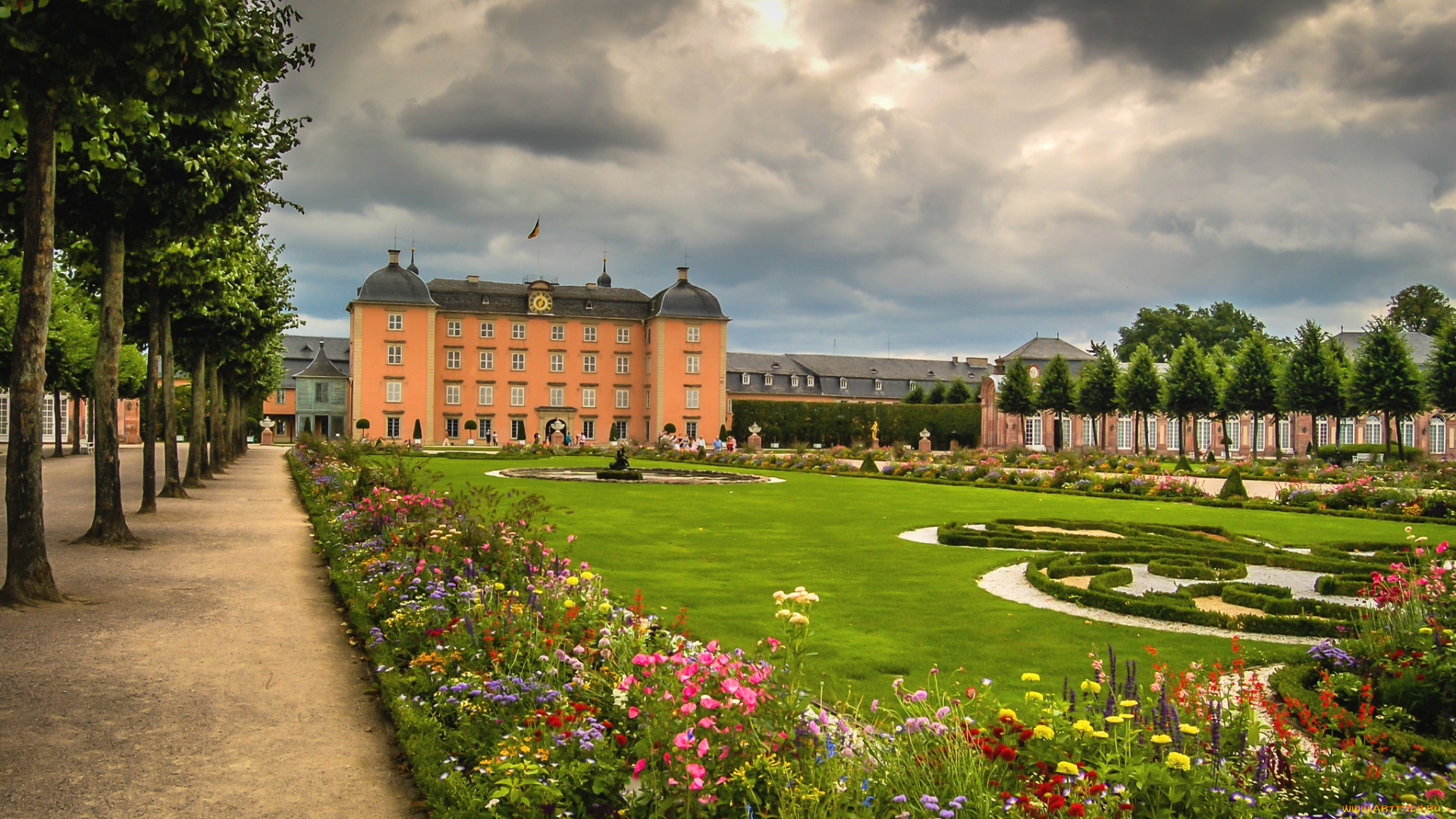 дворец, шветцинген, германия, города, дворцы, замки, крепости, парк