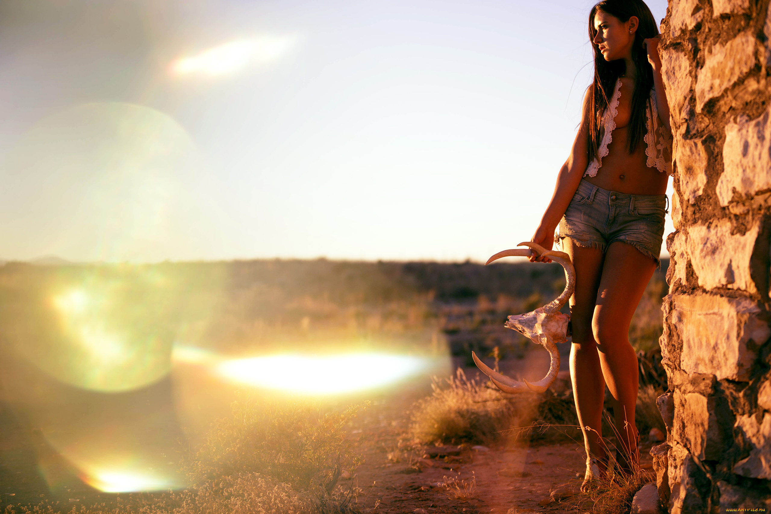 -Unsort, Брюнетки, Шатенки, девушки, unsort, брюнетки, шатенки, шорты, рога